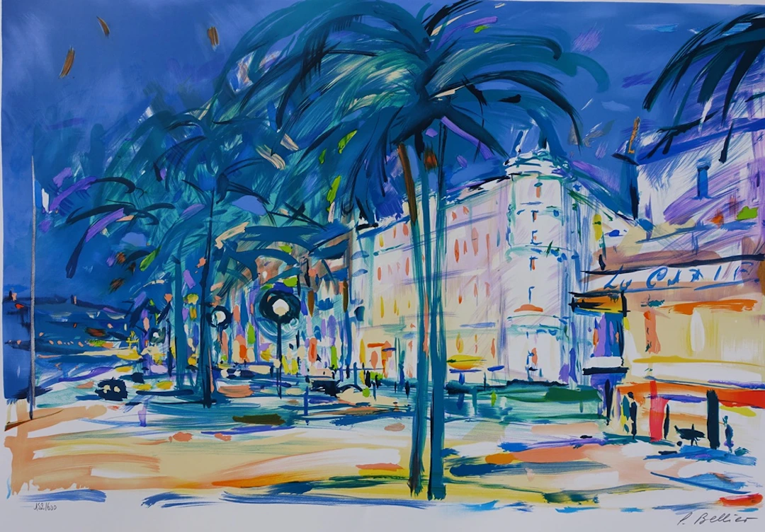 Pierre BELLIER - La croisette - Lithographie originale signée au crayon