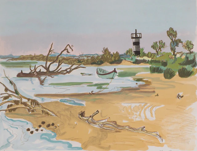 Yves BRAYER - Petit phare en Camargue - Lithographie signée