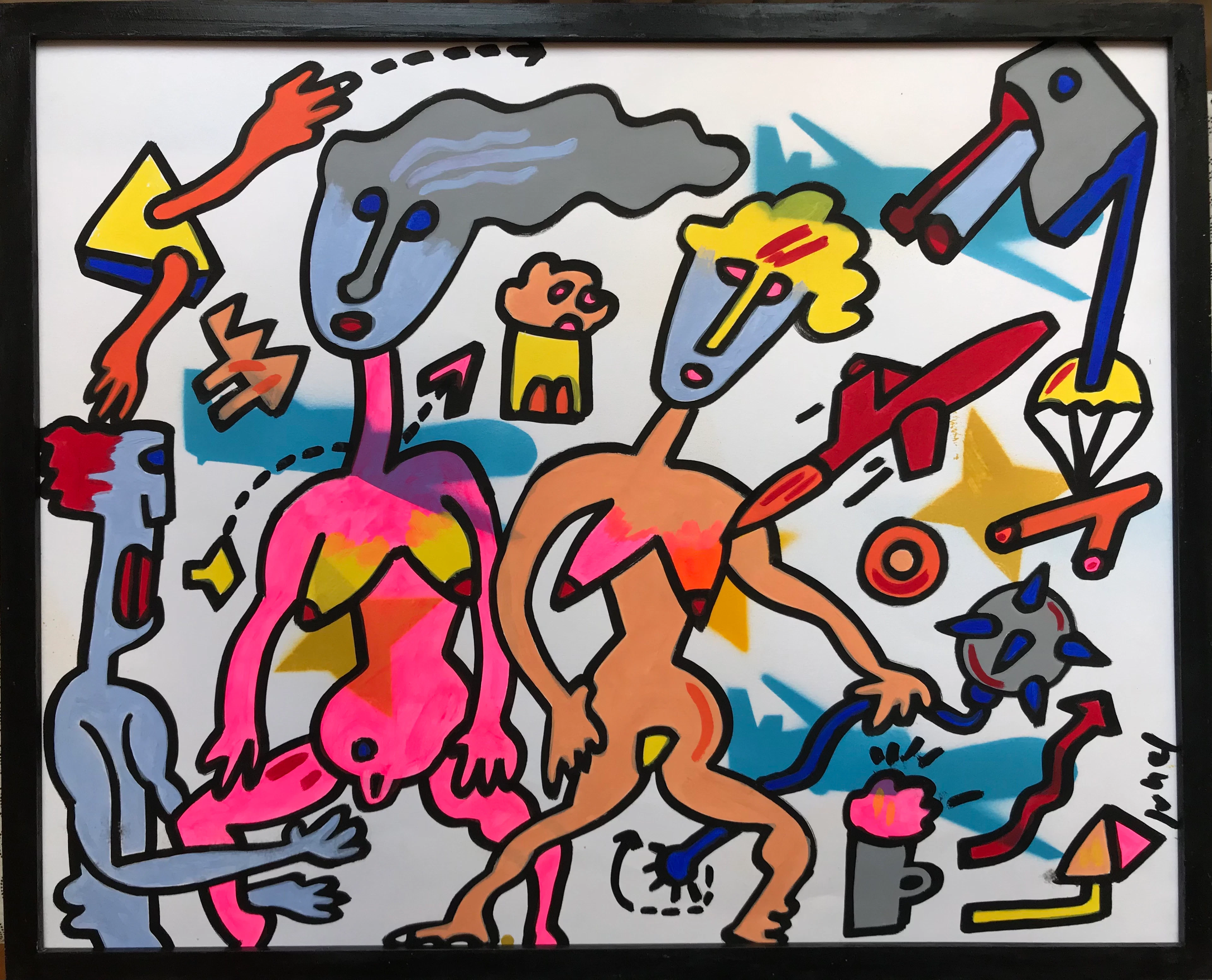 Jean-Luc JUHEL - J’ai ma table de nuit…,2017 - Acrylique sur papier signée