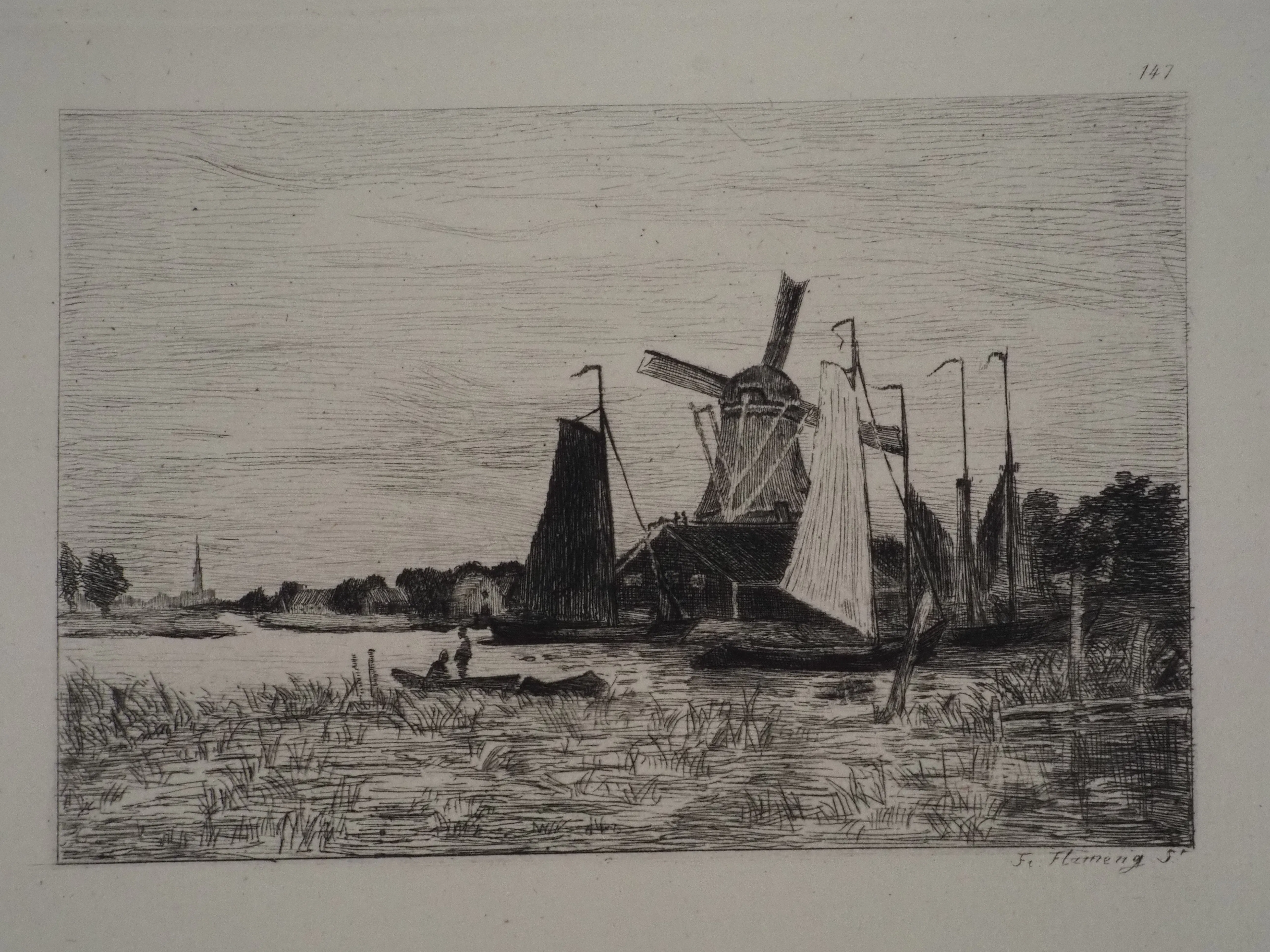 Claude MONET : Moulins et marais en Hollande - Gravure, Signée #Durand