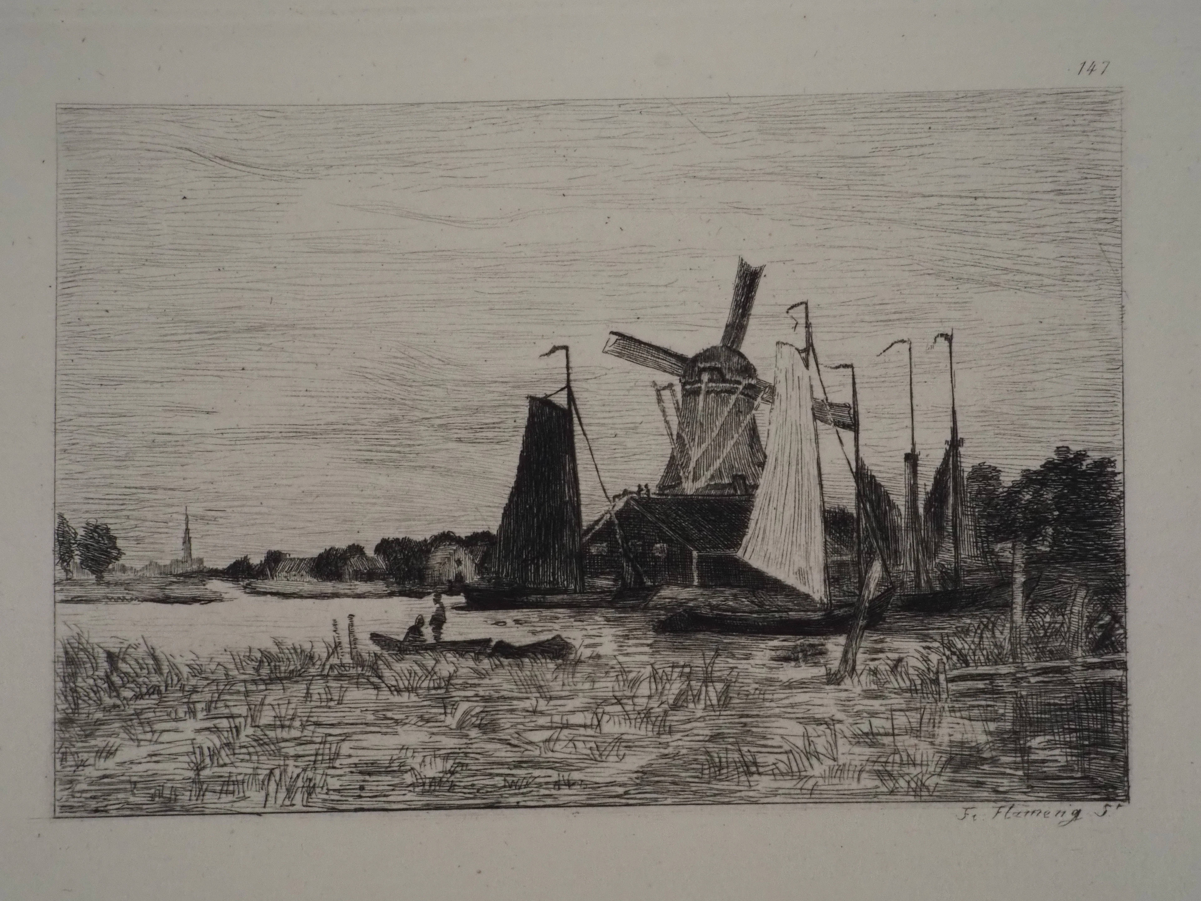 Claude MONET : Moulins et marais en Hollande - Gravure, Signée #Durand
