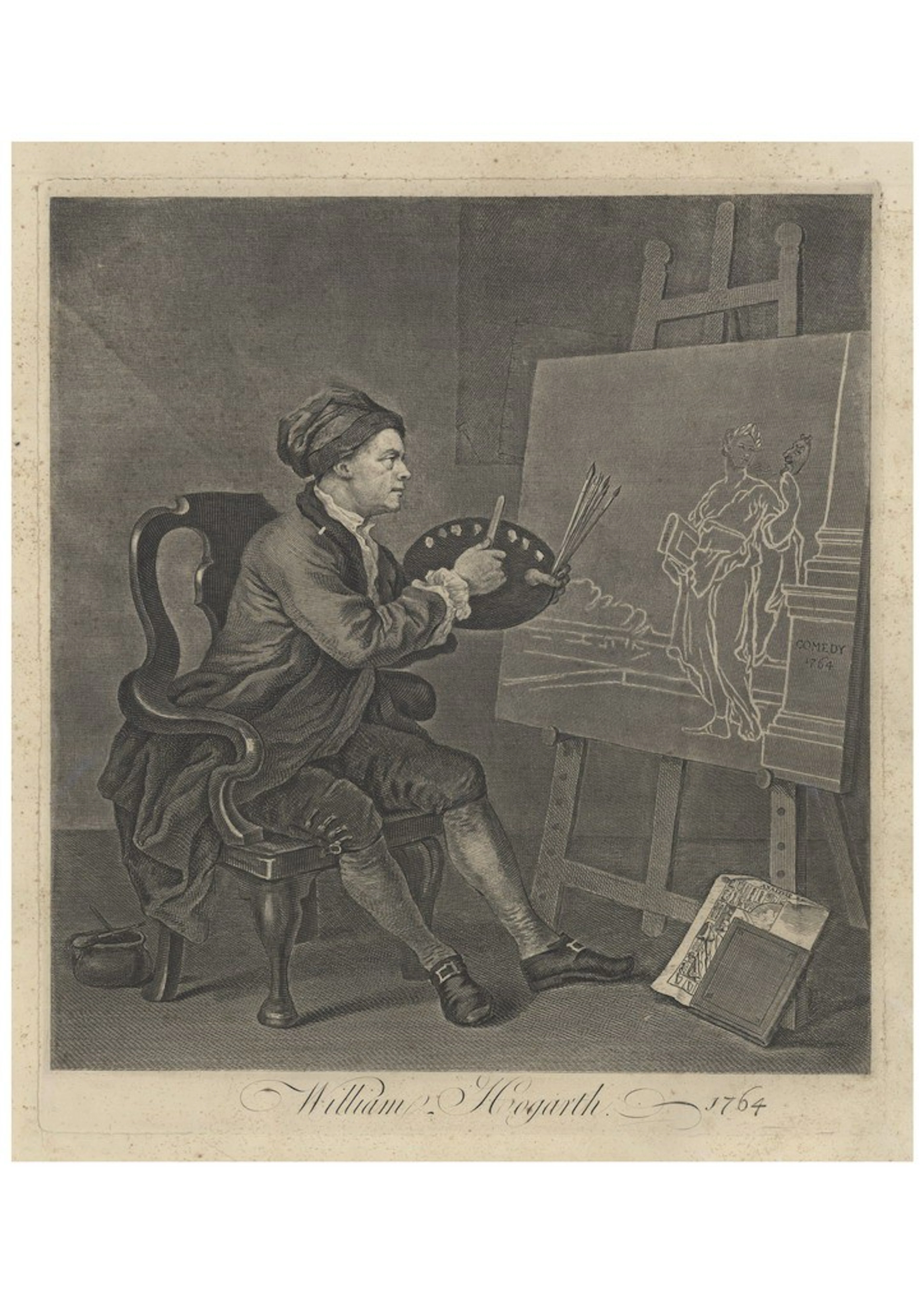 William HOGARTH (d’après) - Hogarth peint la muse de la comédie - Gravure