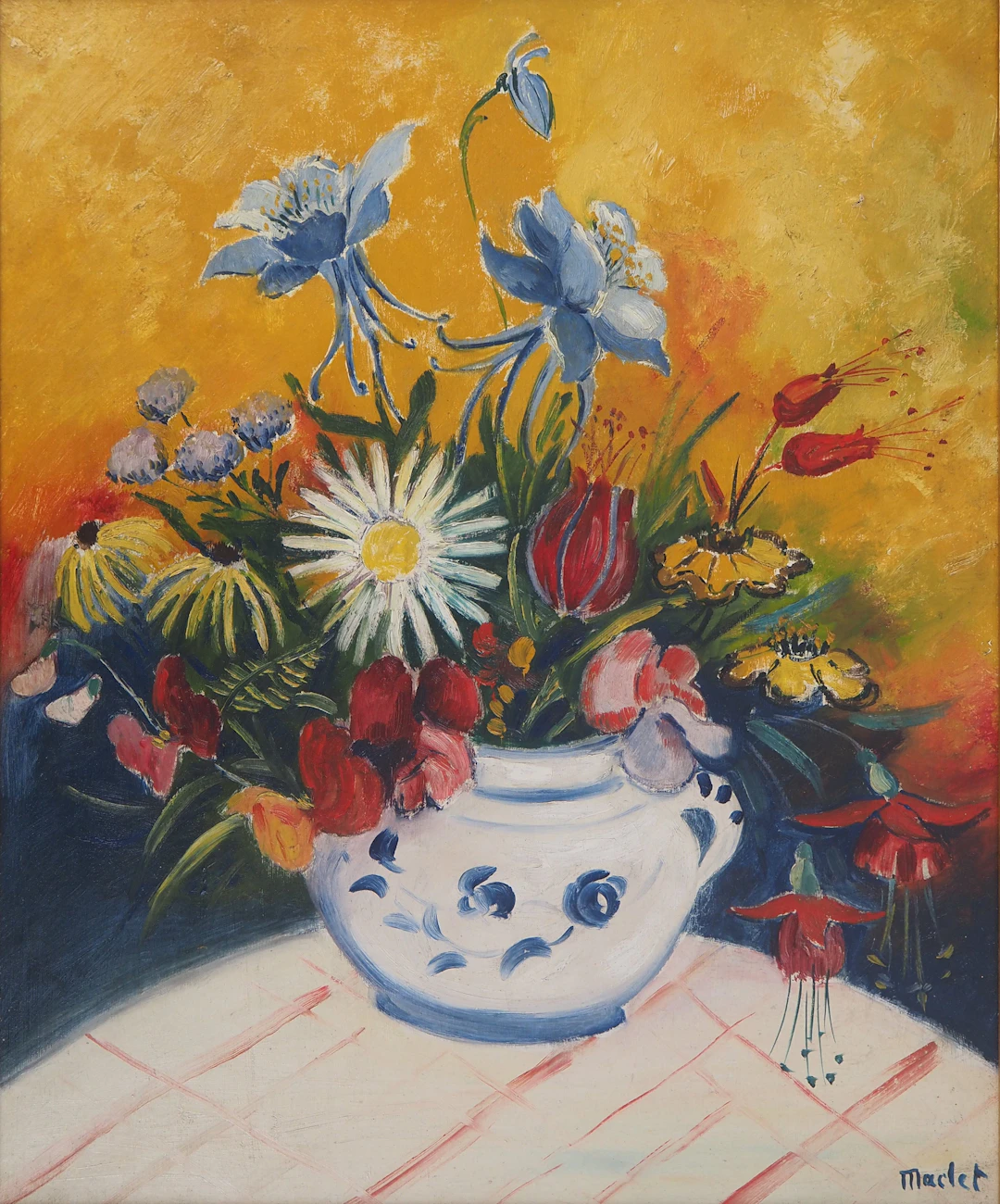 Elisée Maclet - Bouquet dans un pot en céramique, c. 1929 - Huile