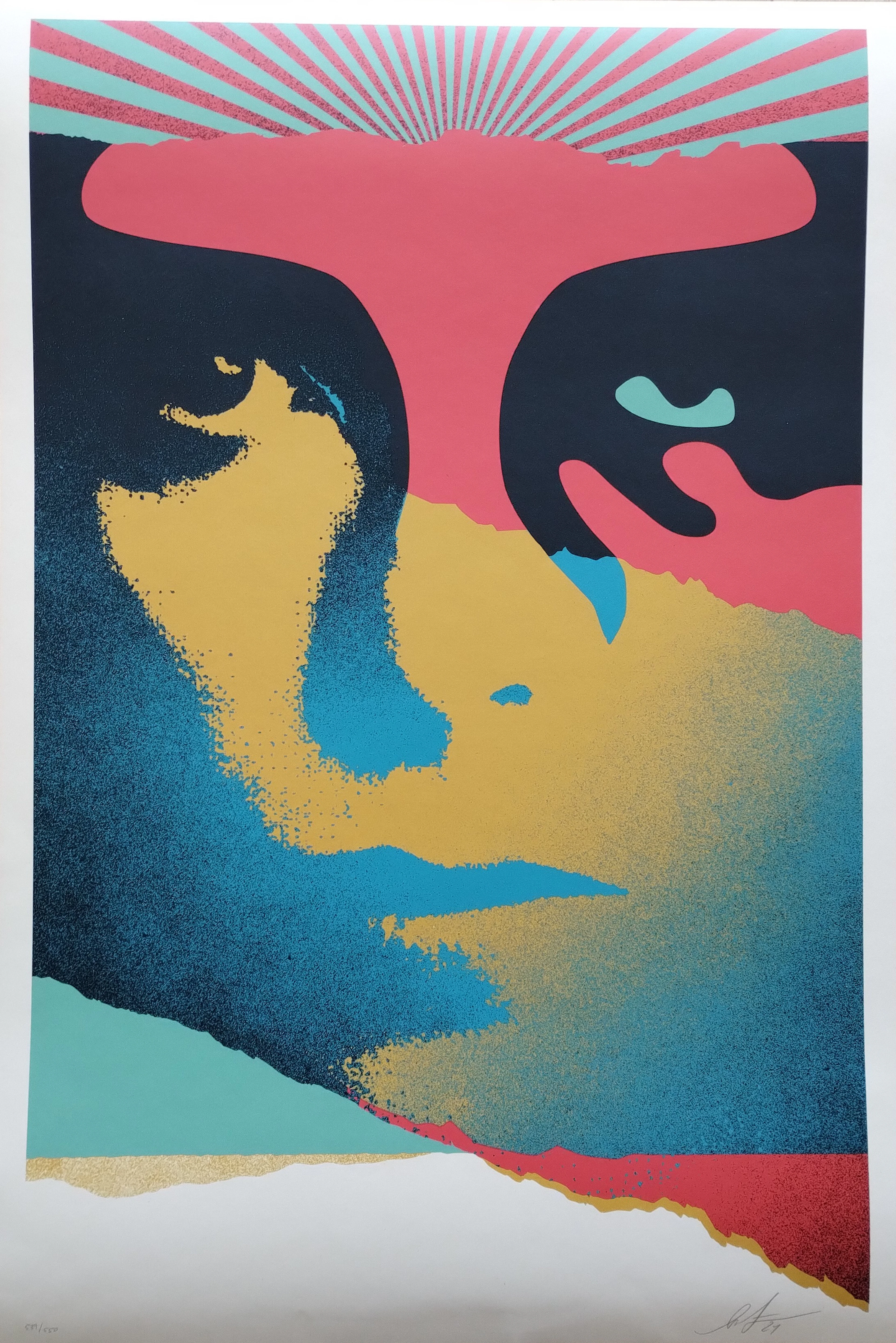 Shepard FAIREY (Obey) - A Cracked Icon - Sérigraphie signée au crayon