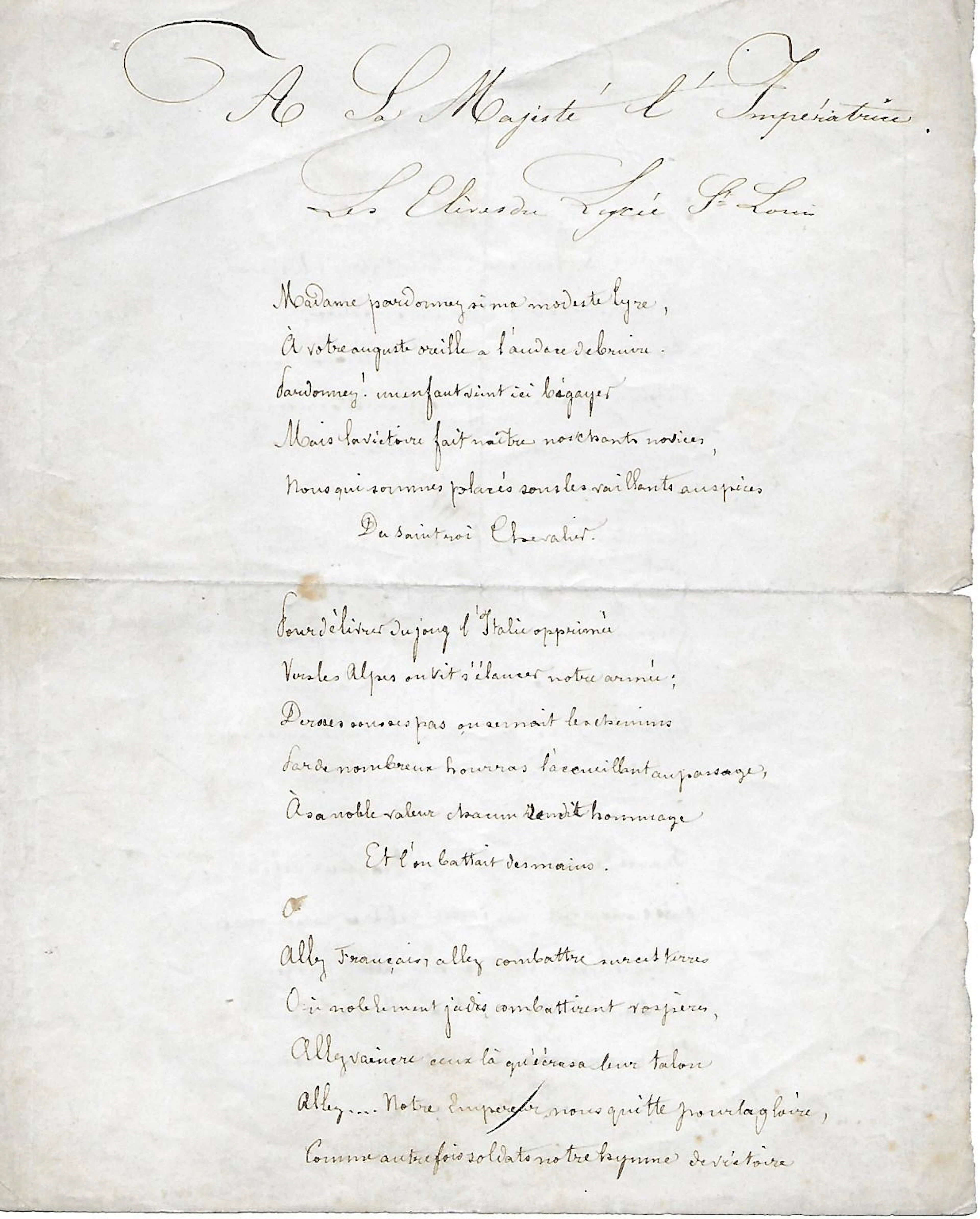 Emile ZOLA – Poème autographe signé