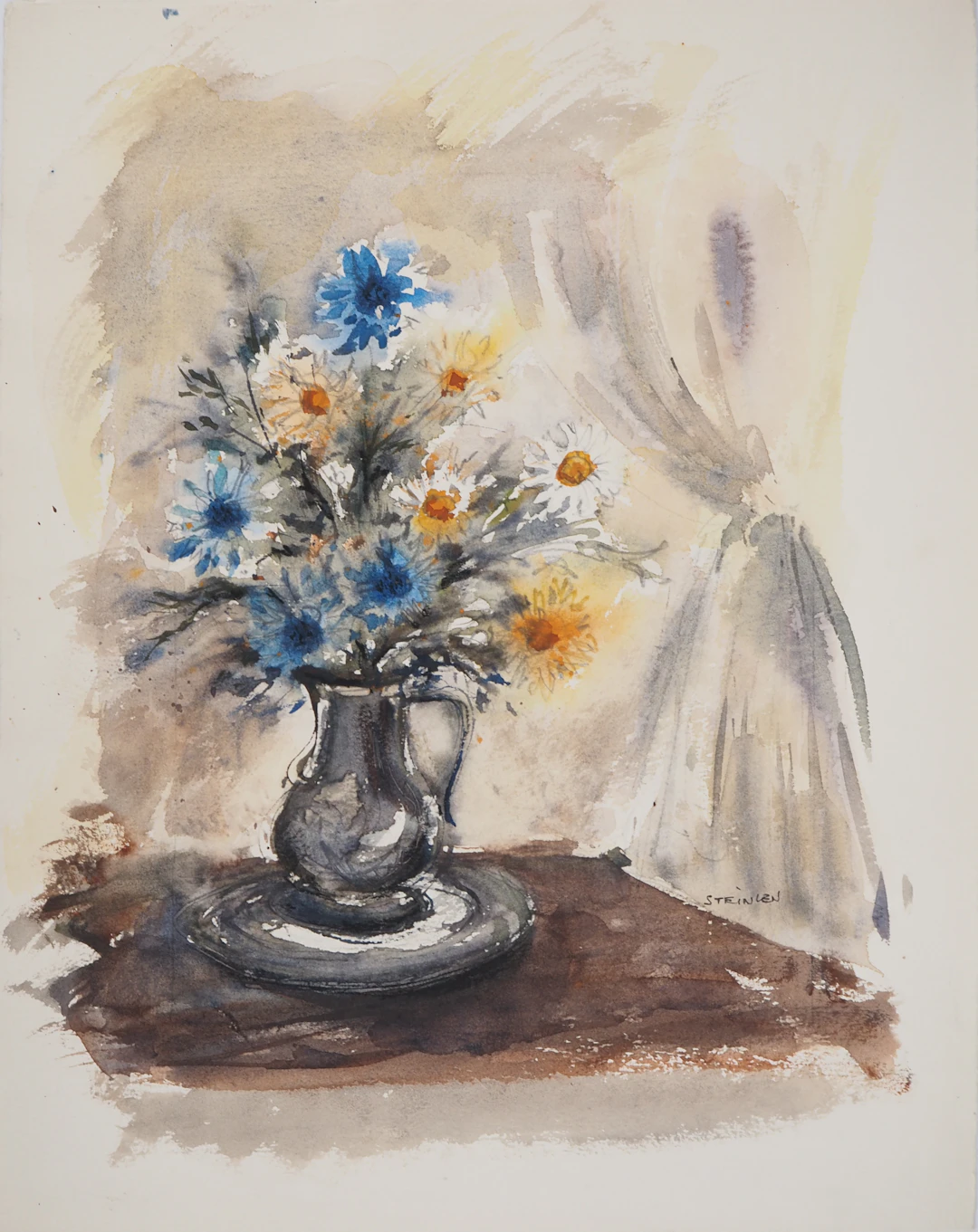 Aimé Daniel STEINLEN - Nature morte : fleurs de printemps, vers 1960