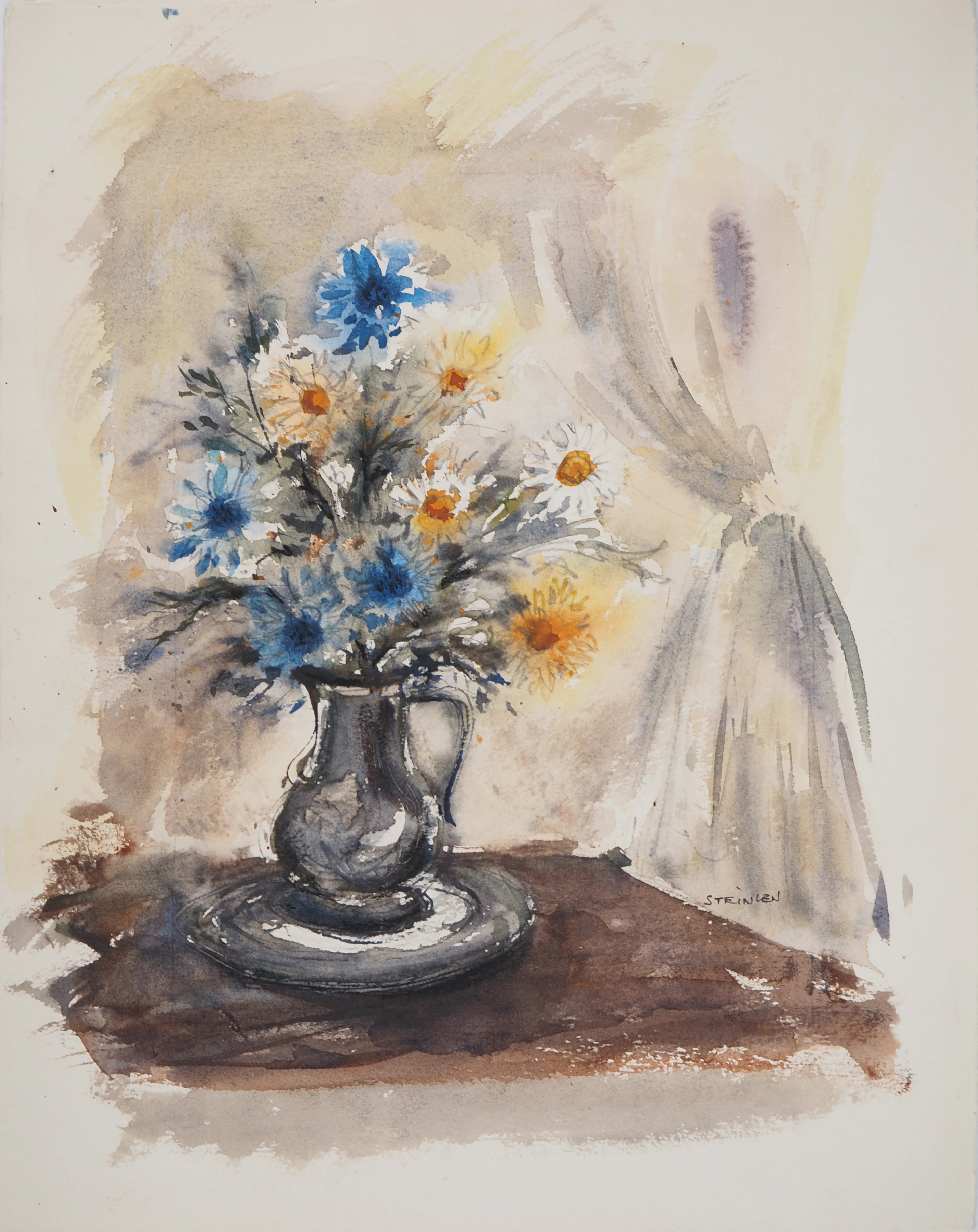 Aimé Daniel STEINLEN - Nature morte : fleurs de printemps, vers 1960