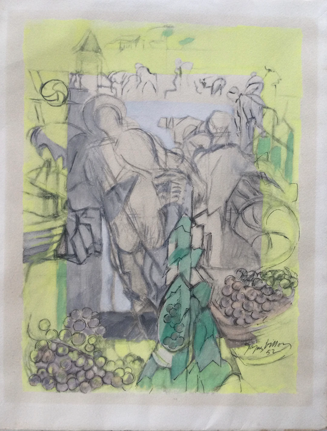 Jacques VILLON - Les vendanges, 1952 - Lithographie signée
