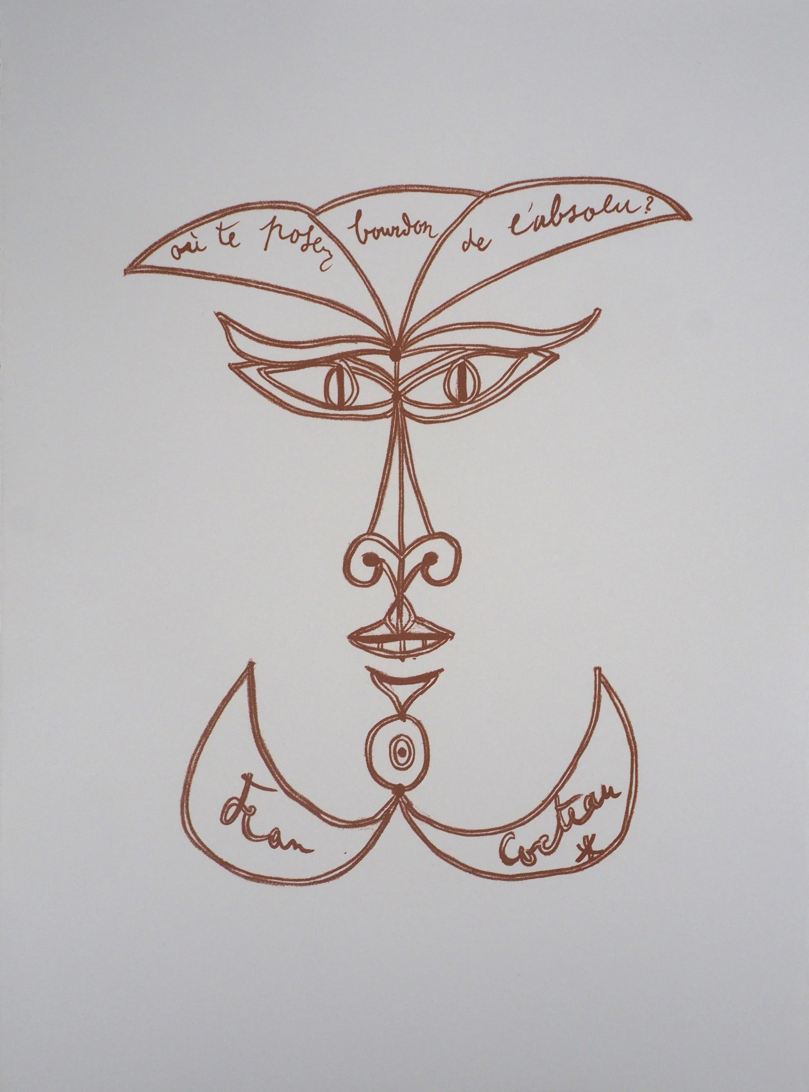 Jean COCTEAU : Visage - Lithographie signée