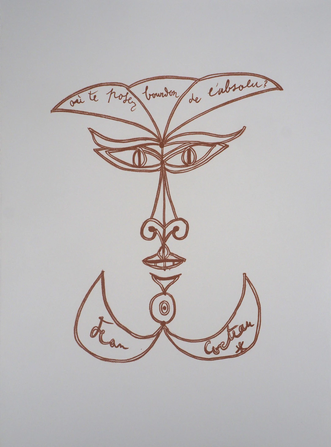 Jean COCTEAU : Visage - Lithographie signée
