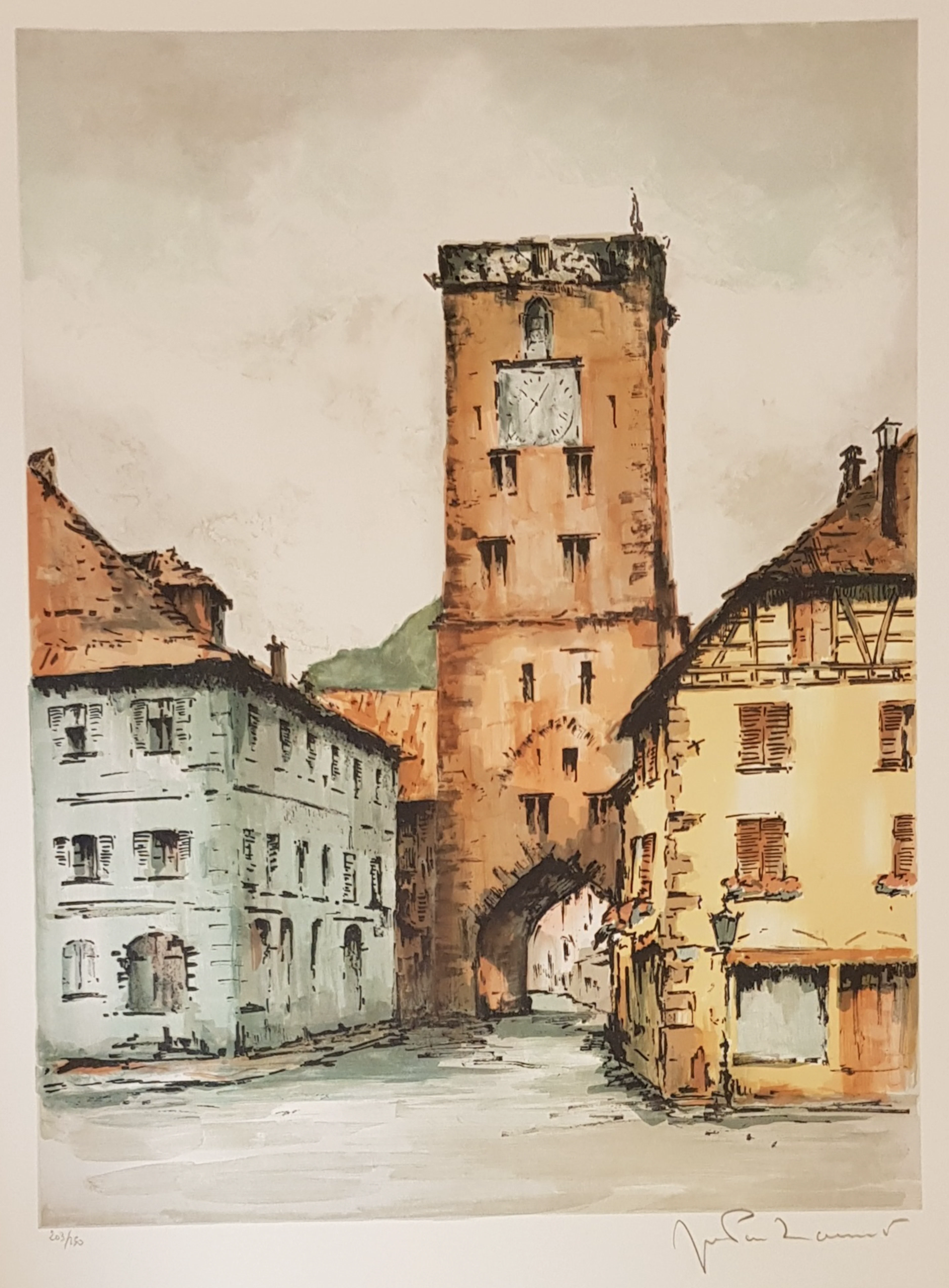 Jean Pierre LAURENT - Le Porche à l’horloge, 1980 - Lithographie originale