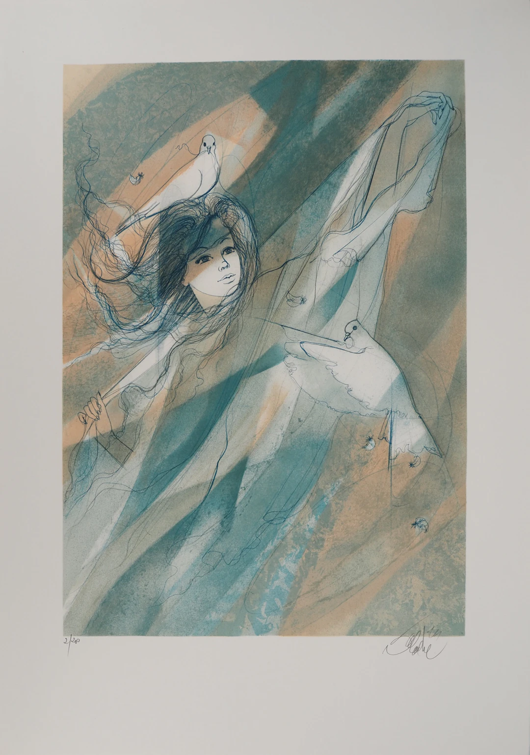 Jean-Baptiste VALADIÉ - Brassens : Le vent, Lithographie originale Signée
