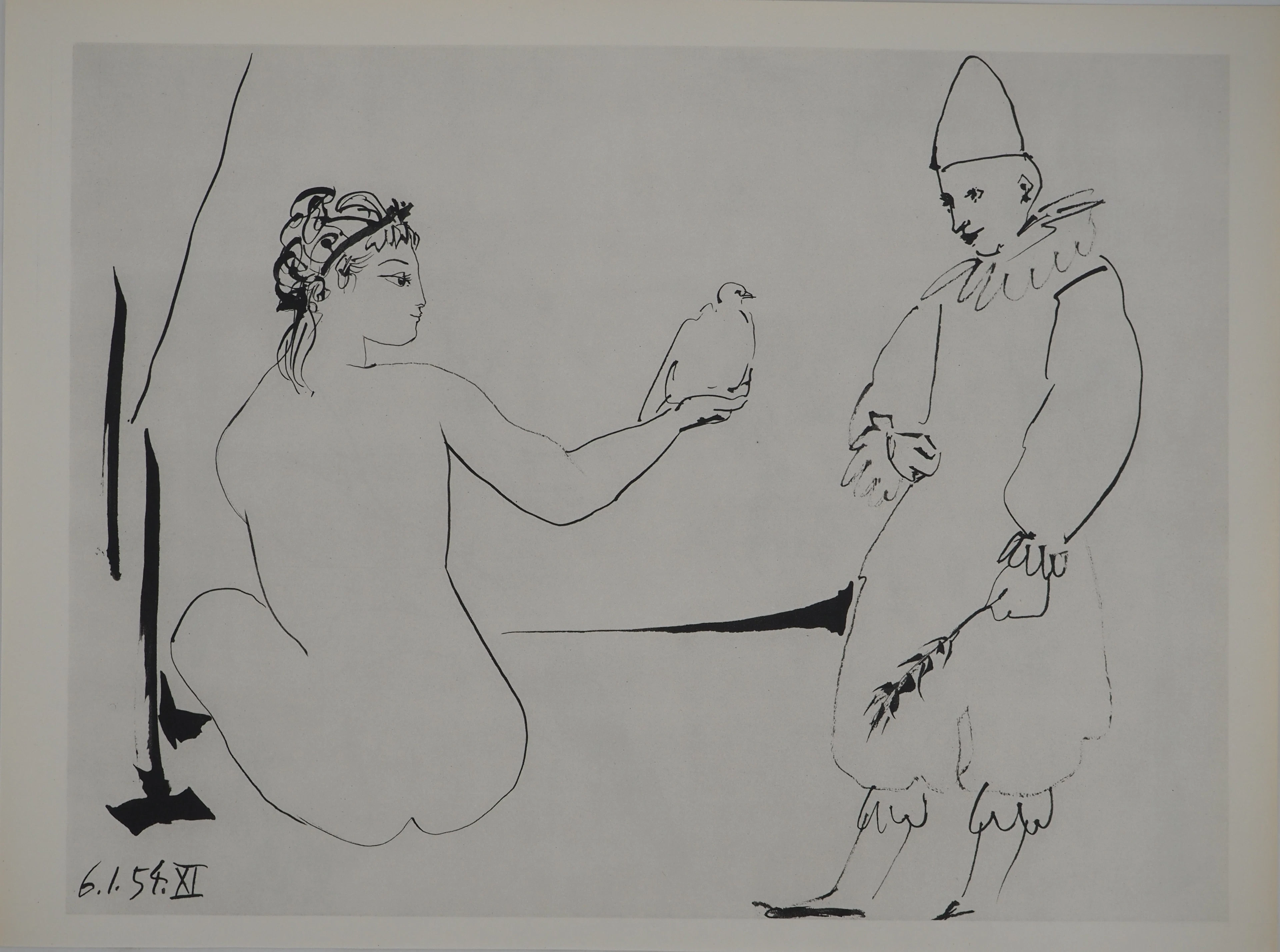 Pablo PICASSO : Comédie Humaine, Le cadeau de la jeune fille à Arlequin