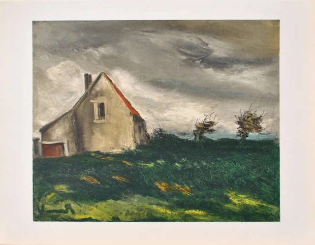 Maurice DE VLAMINCK : Vieille maison en Normandie, Lithographie signée