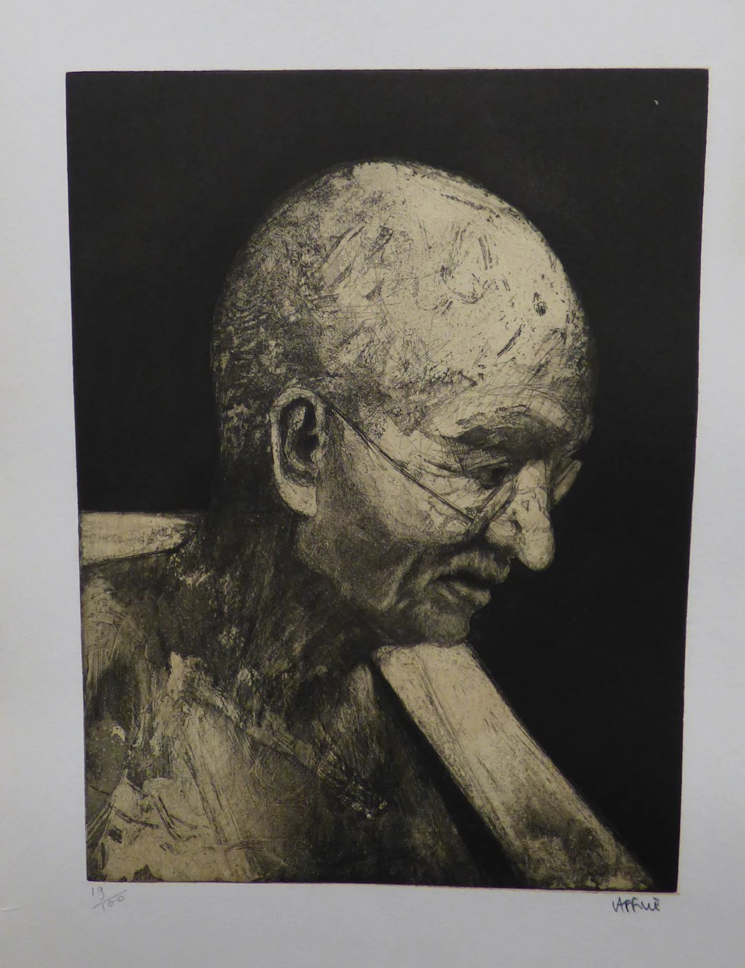 Pierre LAFFILLÉ - Gandhi, 1992 - Lithographie originale signée au crayon