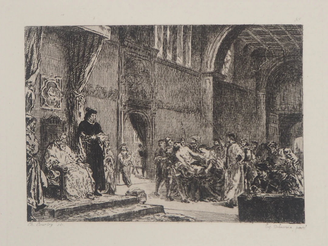Eugène DELACROIX - Les deux Foscari, 1873 - Gravure signée