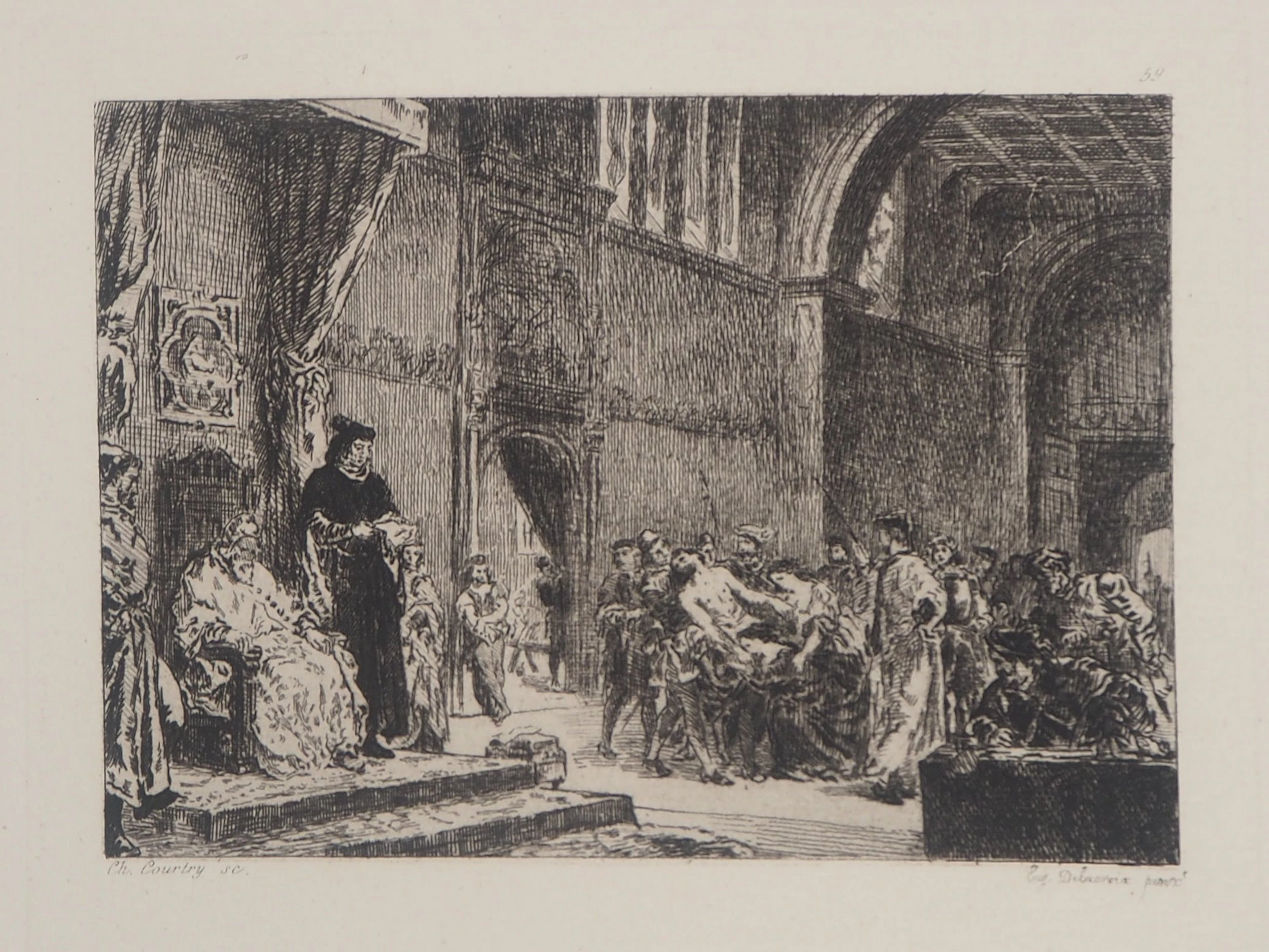 Eugène DELACROIX - Les deux Foscari, 1873 - Gravure signée