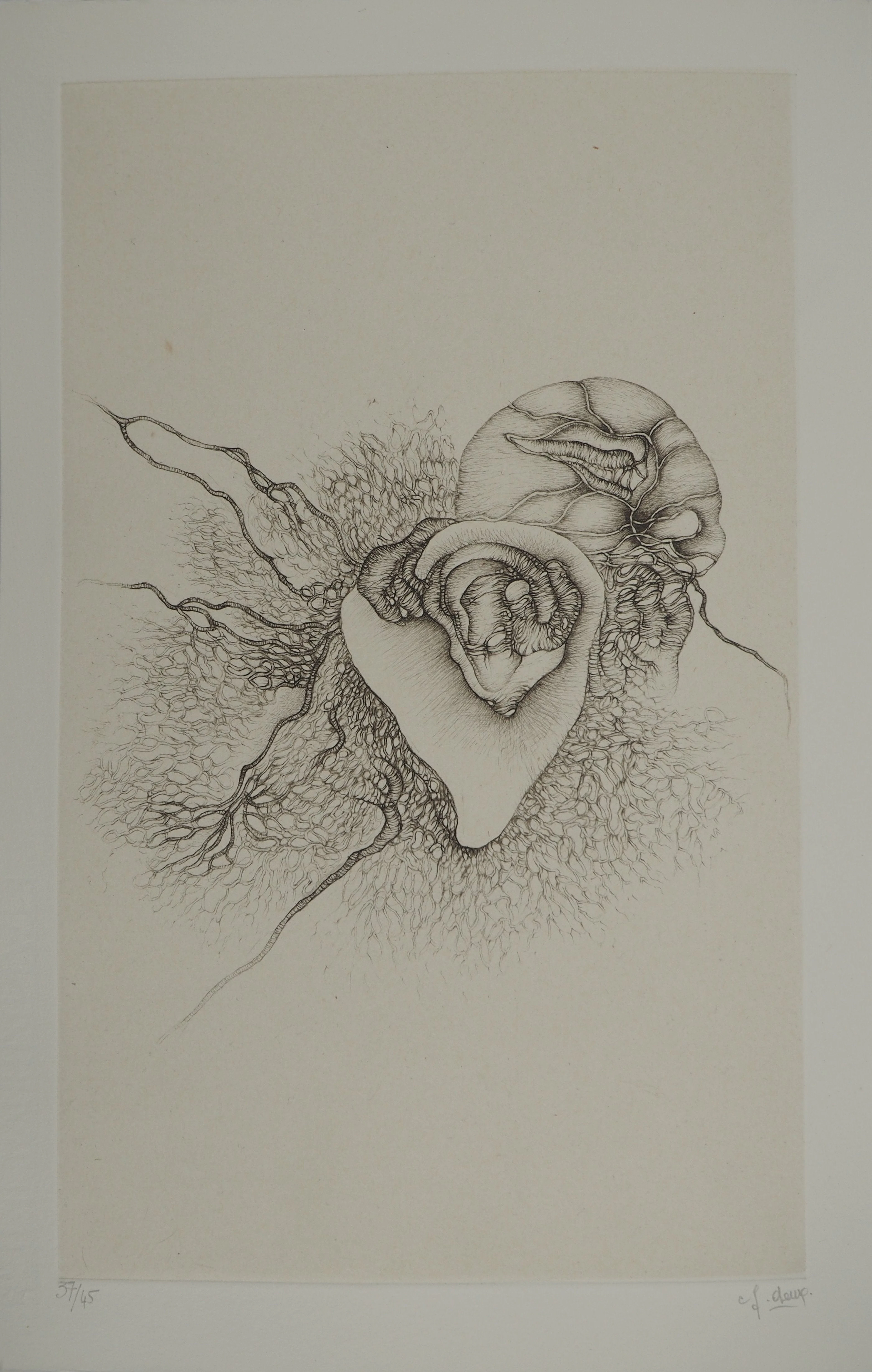 Fred DEUX : Anatomie abstraite, Gravure originale signée
