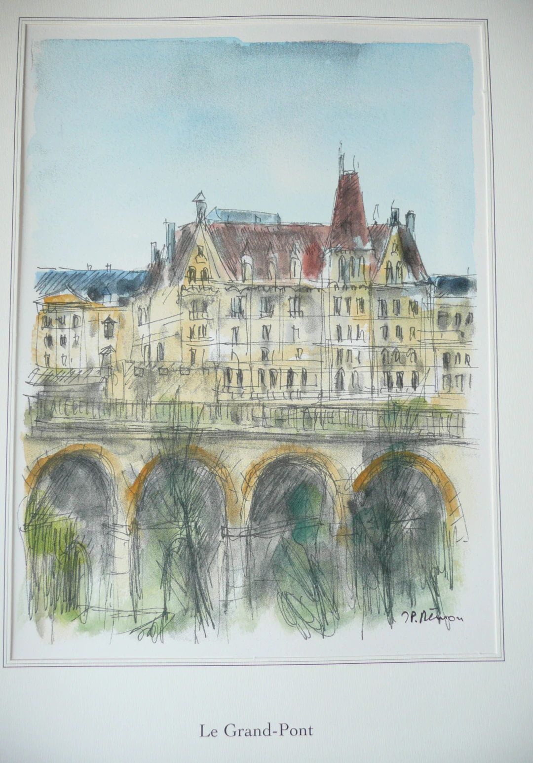 Jean Pierre REMON - Le Grand-Pont, 2008 - Aquarelle signée
