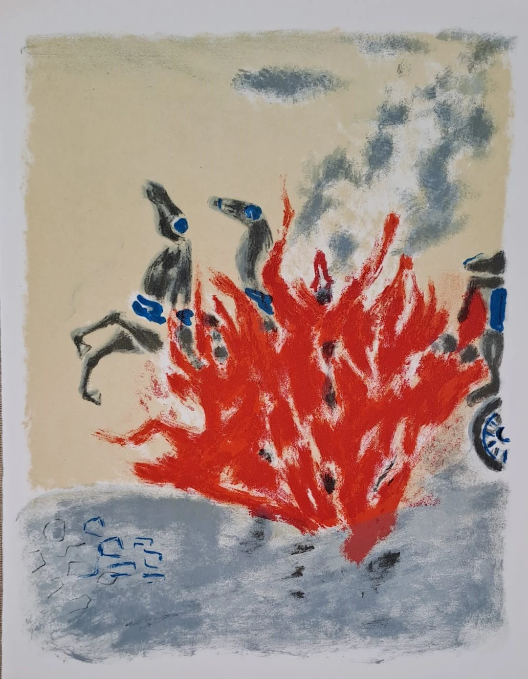 Jules Cavailles - Les flammes - Lithographie originale