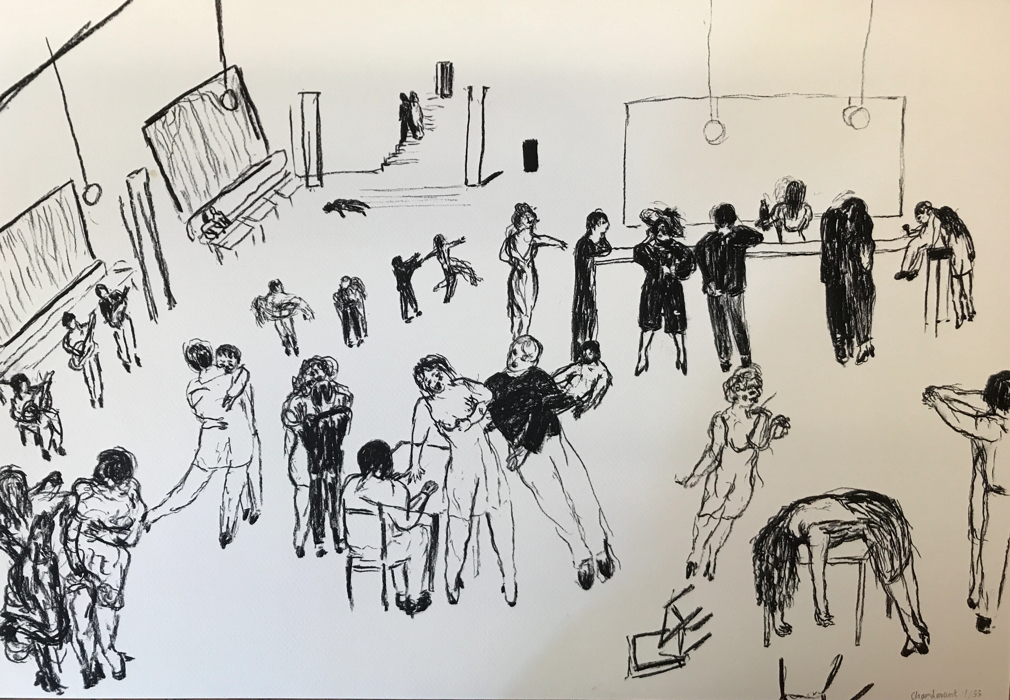 Cham LAVANT - Bal 1, 2020 - Lithographie signée au crayon