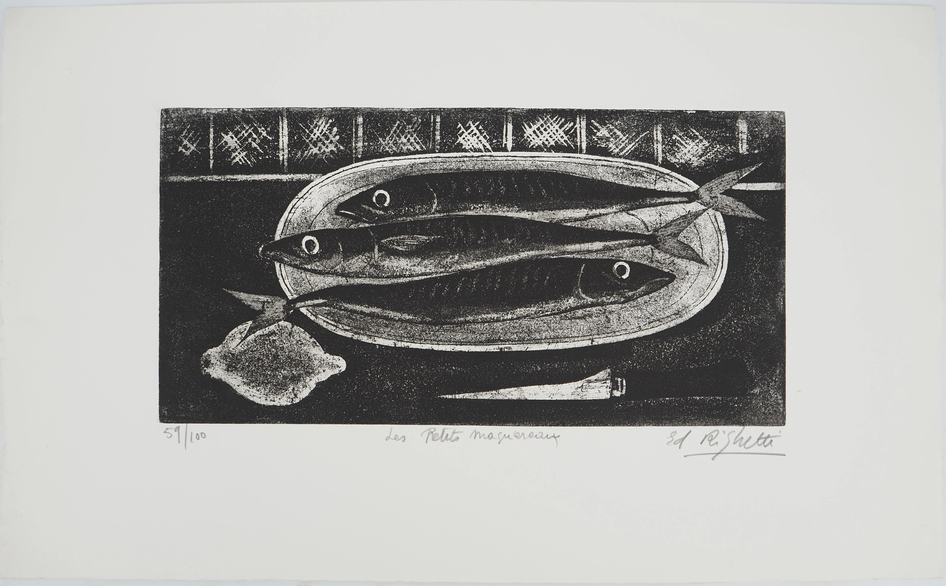 Ed RIGHETTI, Les petits maquereaux, 1966 - Gravure sur cuivre originale Signée