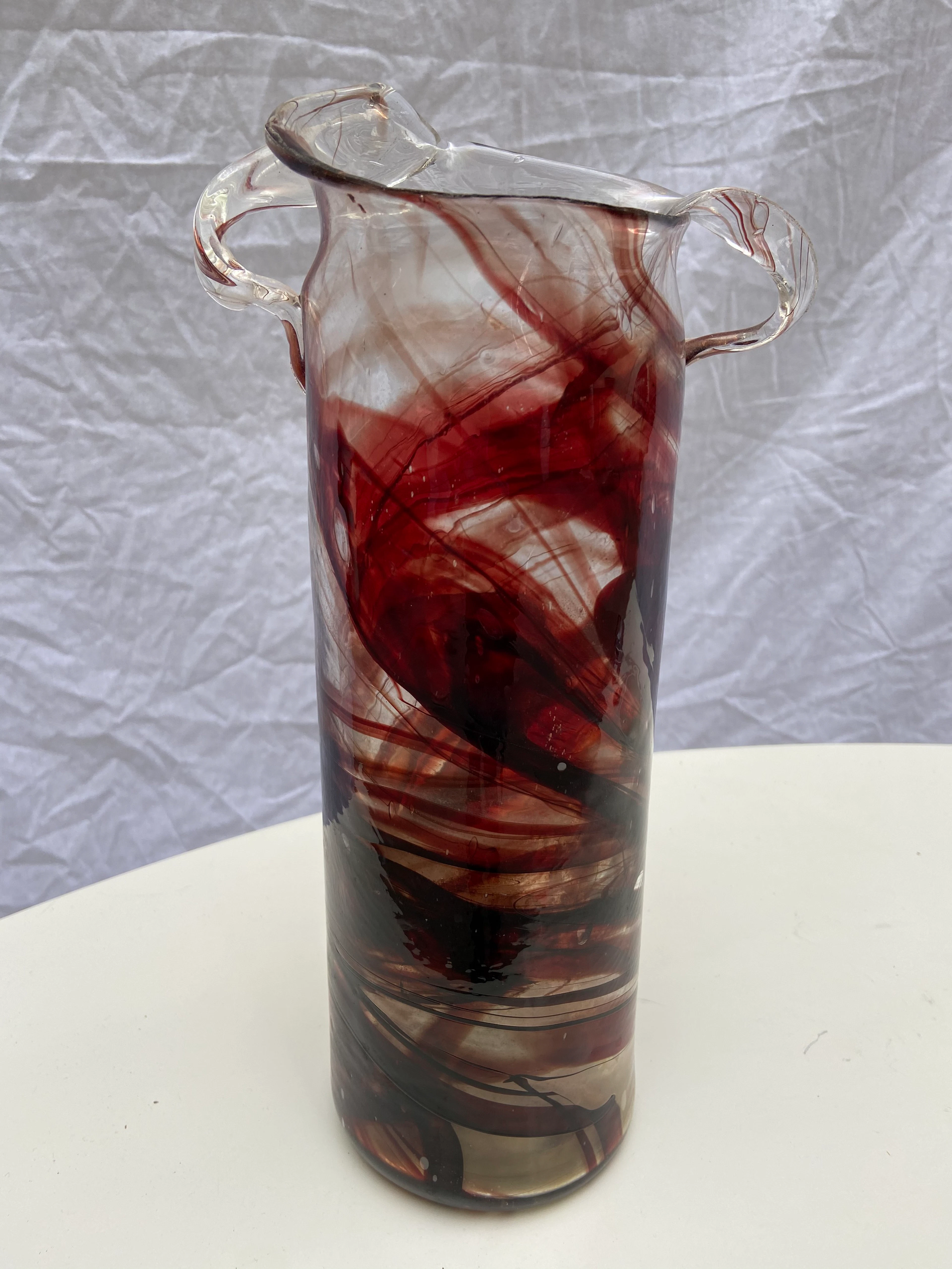 Serge MANSAU pour Murano- Vase rouleau rouge, vers 1990