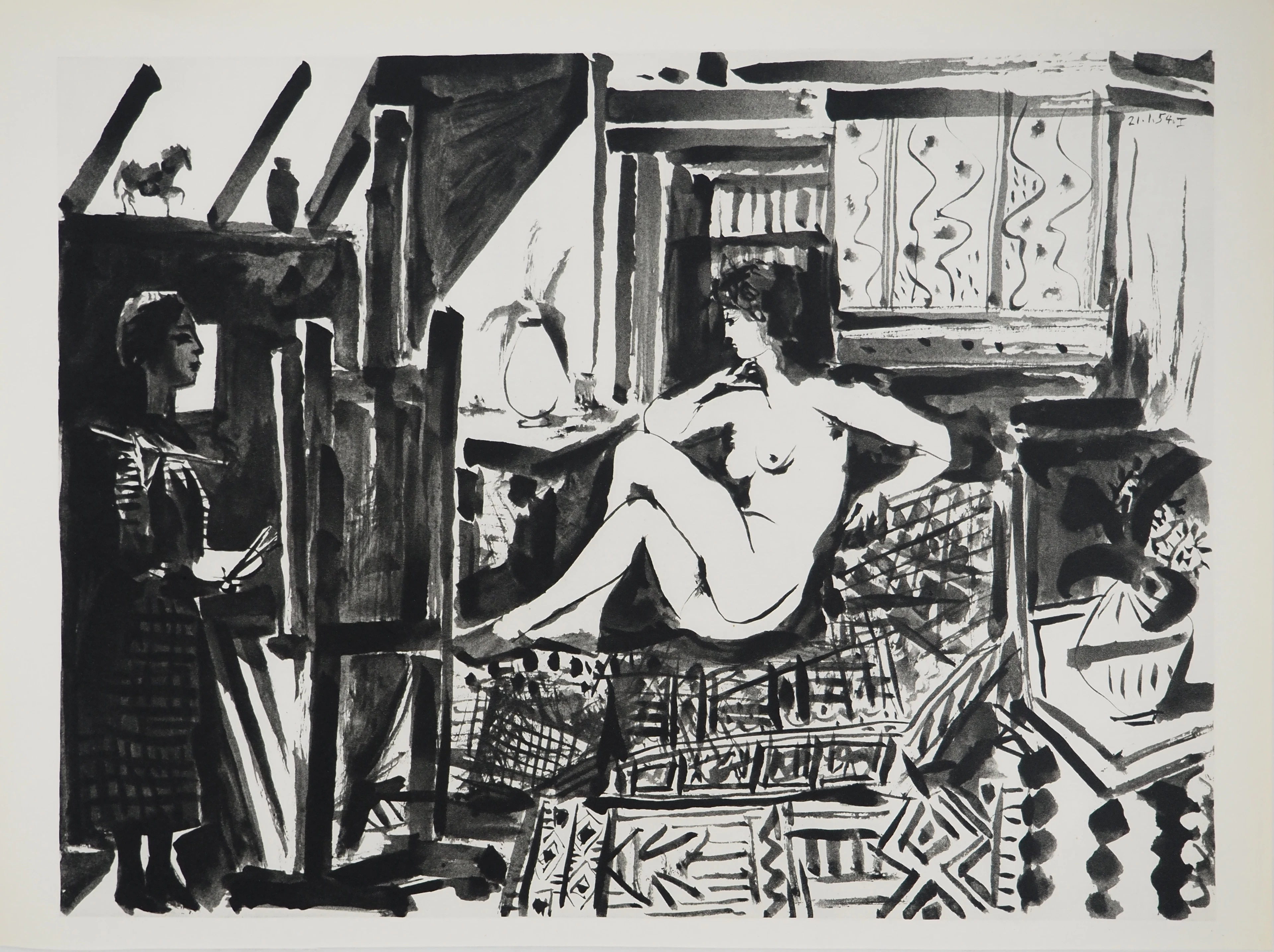 Pablo PICASSO : Comédie Humaine, Nu sur le divan, Héliogravure