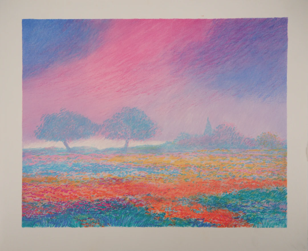 Claude MANOUKIAN - Normandie : Fin de journée de printemps - Lithographie