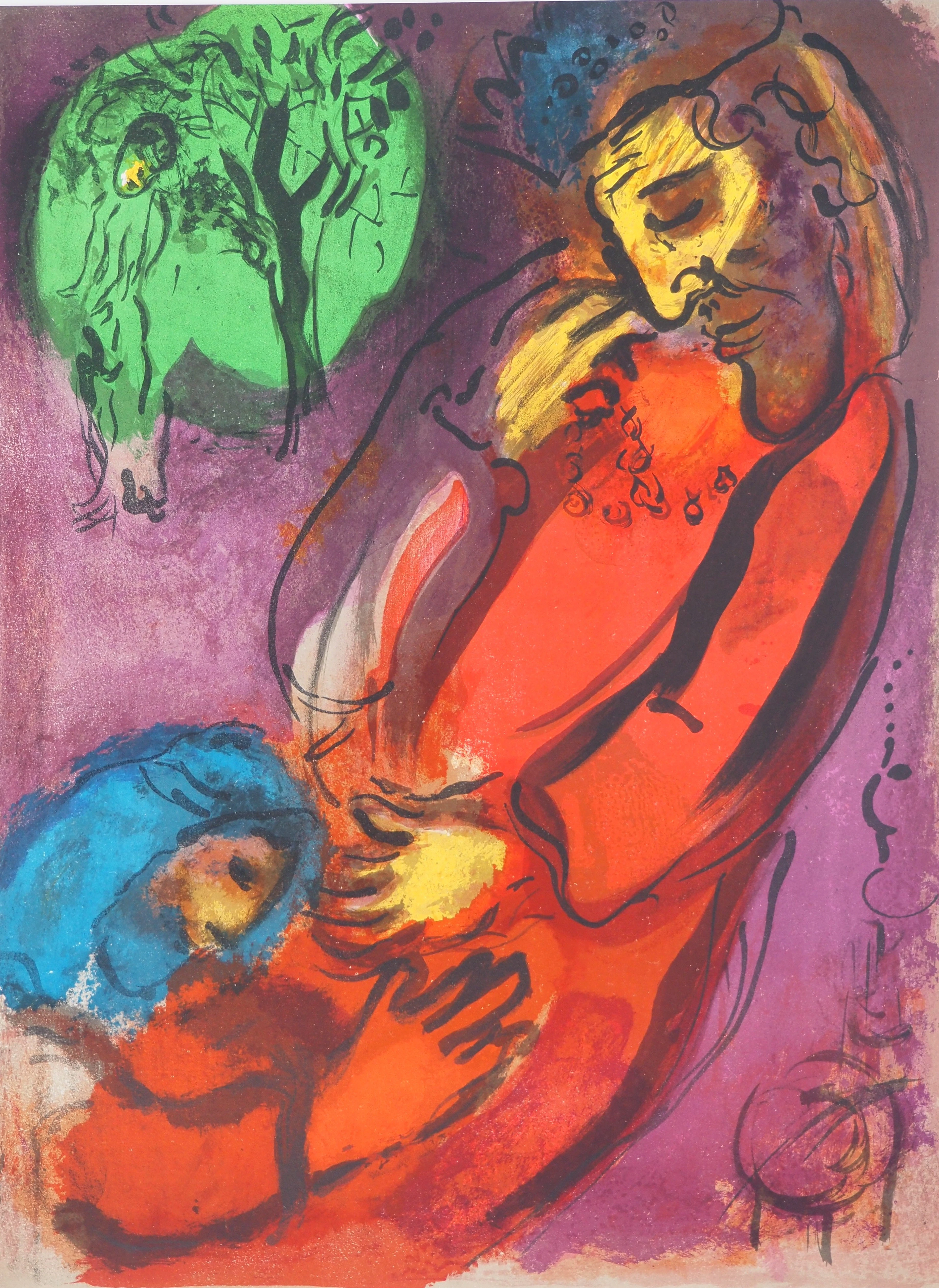 Marc CHAGALL : La Bible, Le pardon de David, Lithographie originale