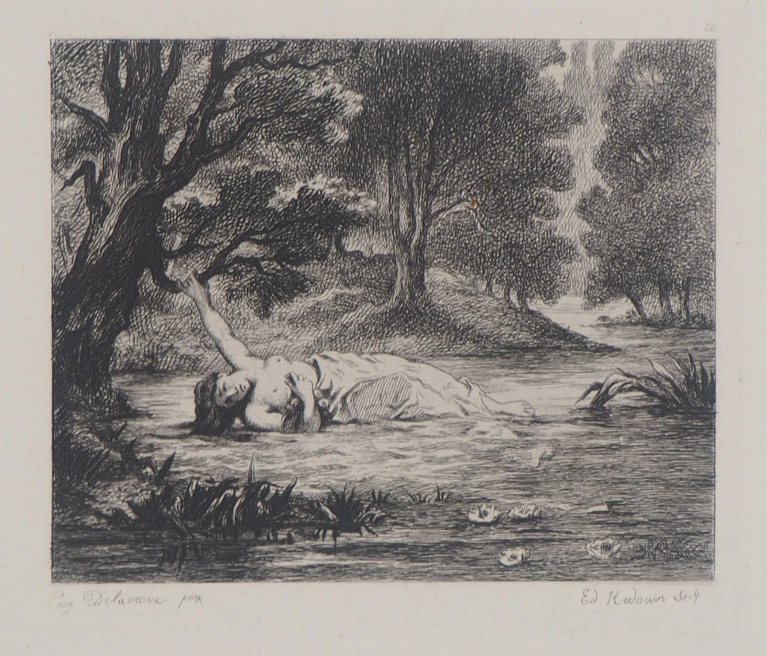 Eugène DELACROIX - Ophélie, 1873 - Gravure signée