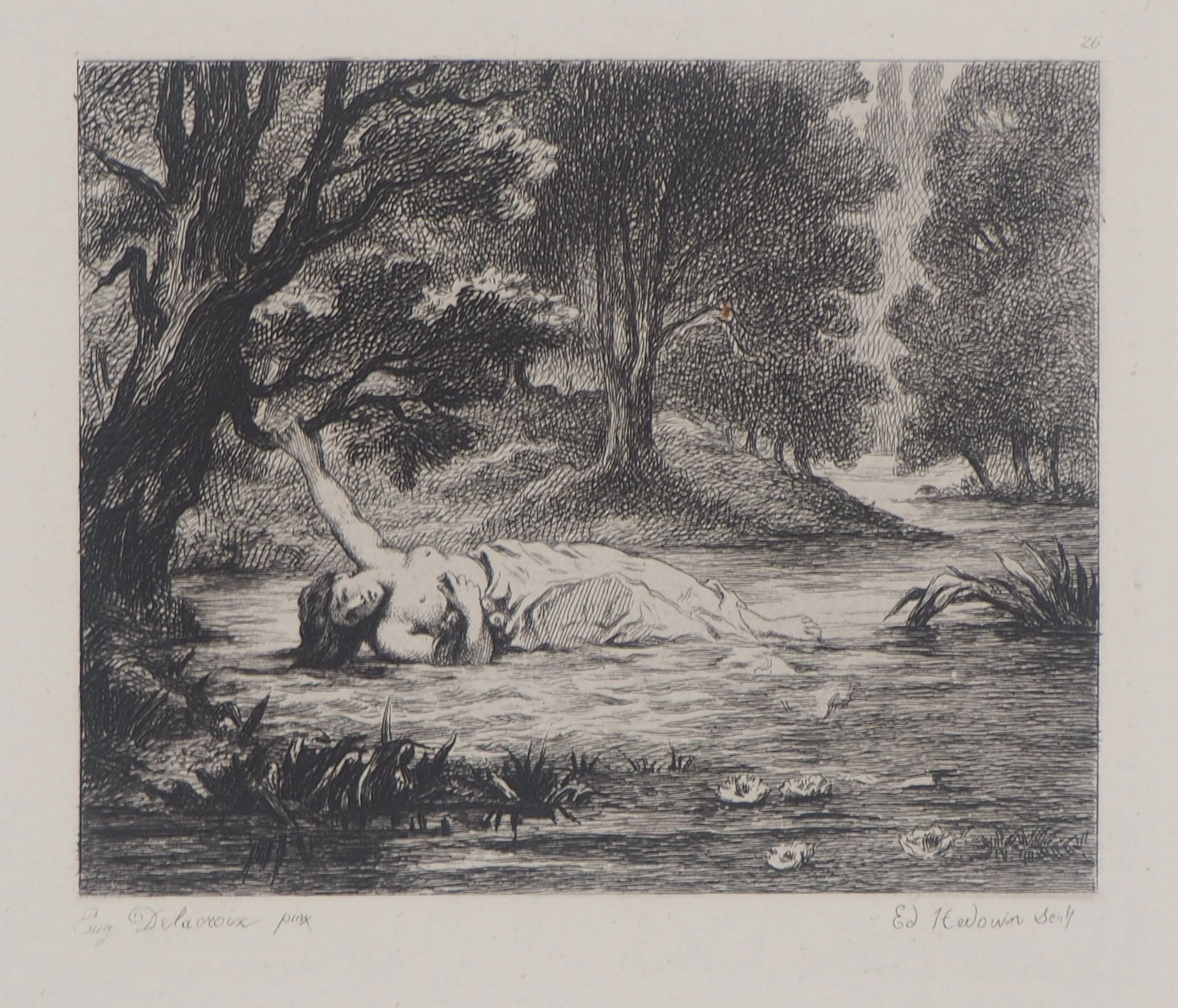Eugène DELACROIX - Ophélie, 1873 - Gravure signée