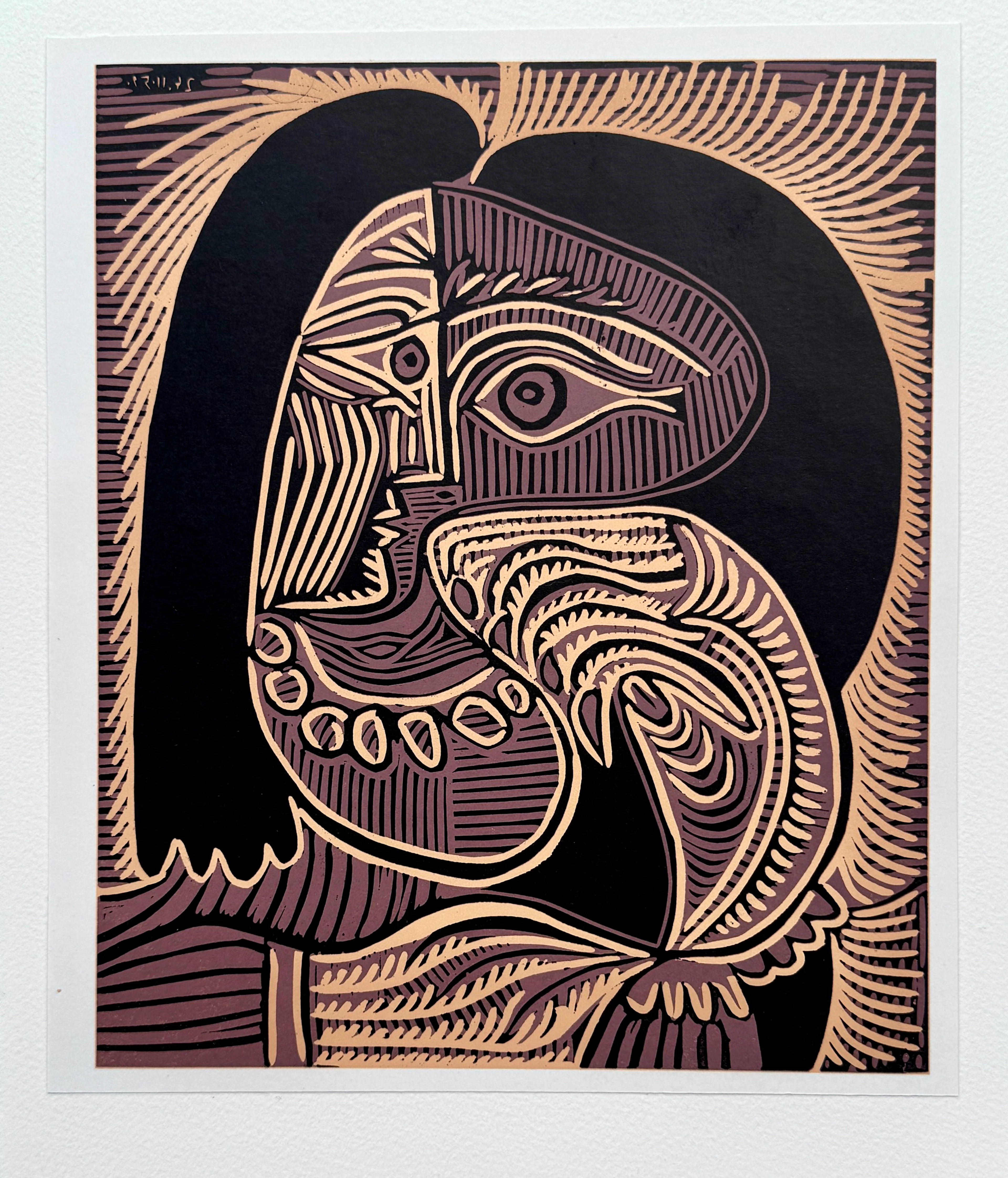 Pablo Picasso - Femme au collier - Linogravure