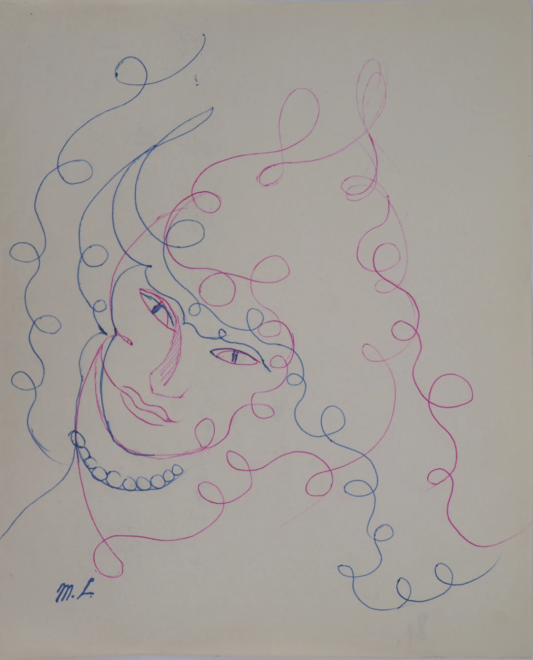 Marie LAURENCIN : Femme aux perles, Dessin original signé