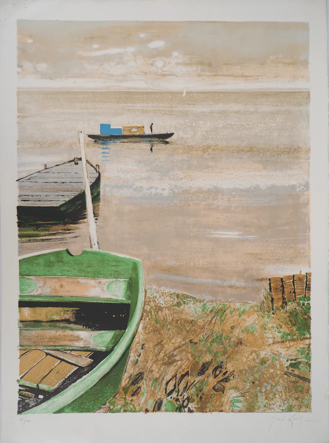 René GENIS : Lac calme - Lithographie originale signée