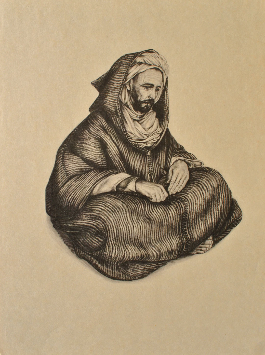 Walter SAUER : Homme arabe assis, Héliogravure