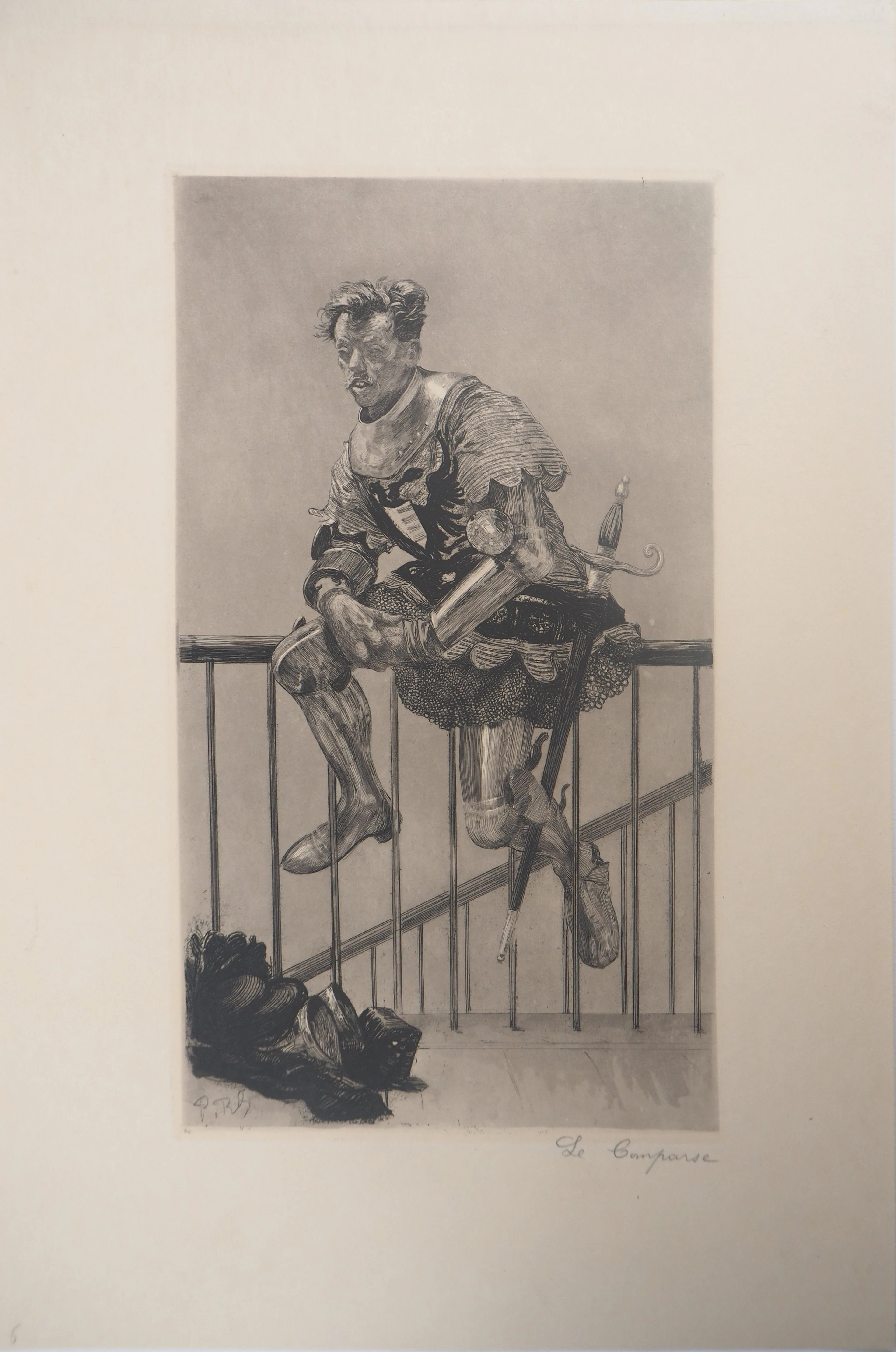 Paul Renouard - Chevalier au repos, 1893 - Gravure originale signée au crayon