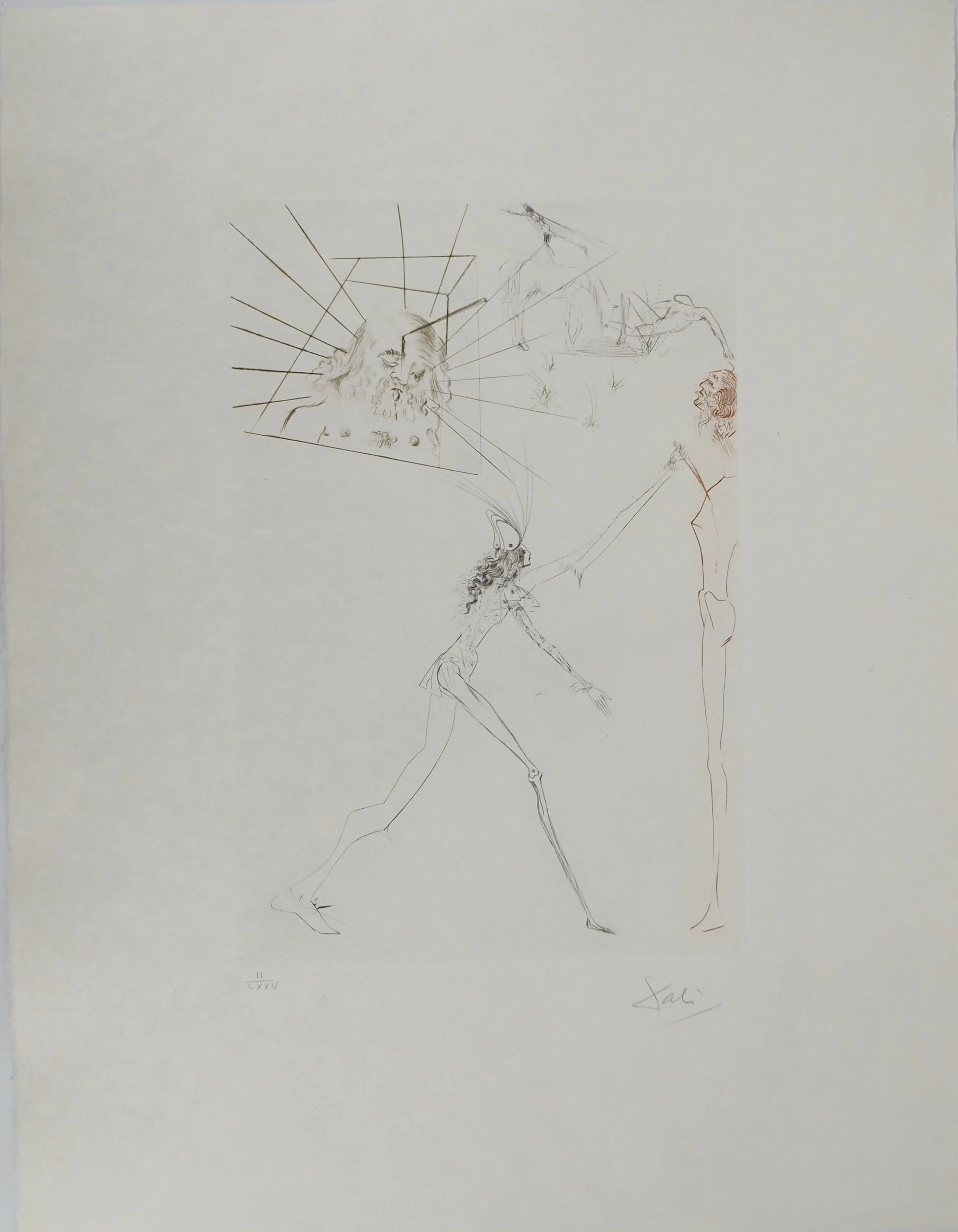 Salvador DALI : Les trois barons félons, Gravure originale signée