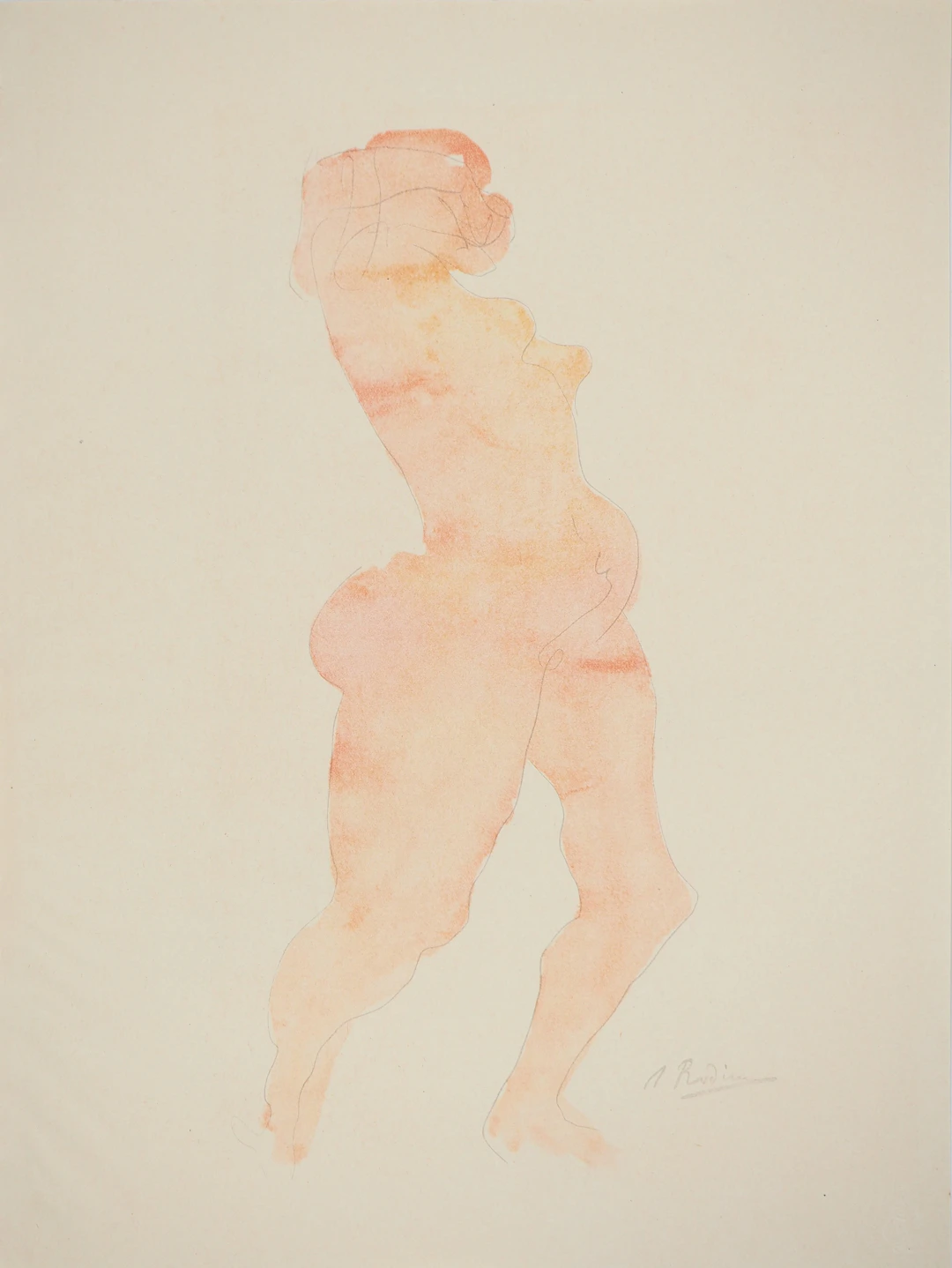 Auguste RODIN : Nu dansant, Lithographie et pochoir signé