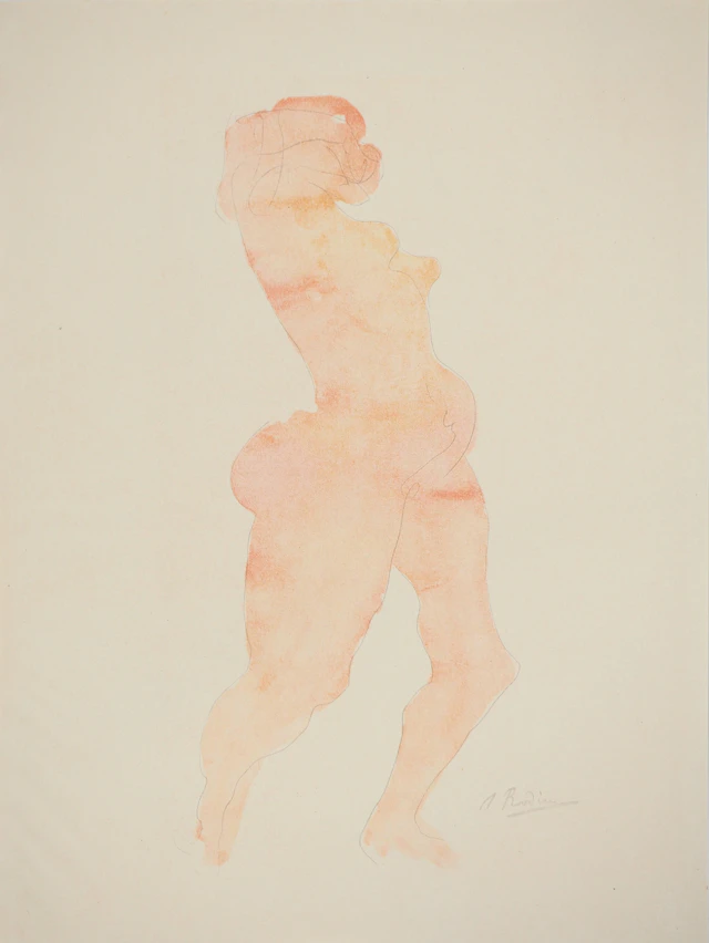 Auguste RODIN : Nu dansant, Lithographie et pochoir signé