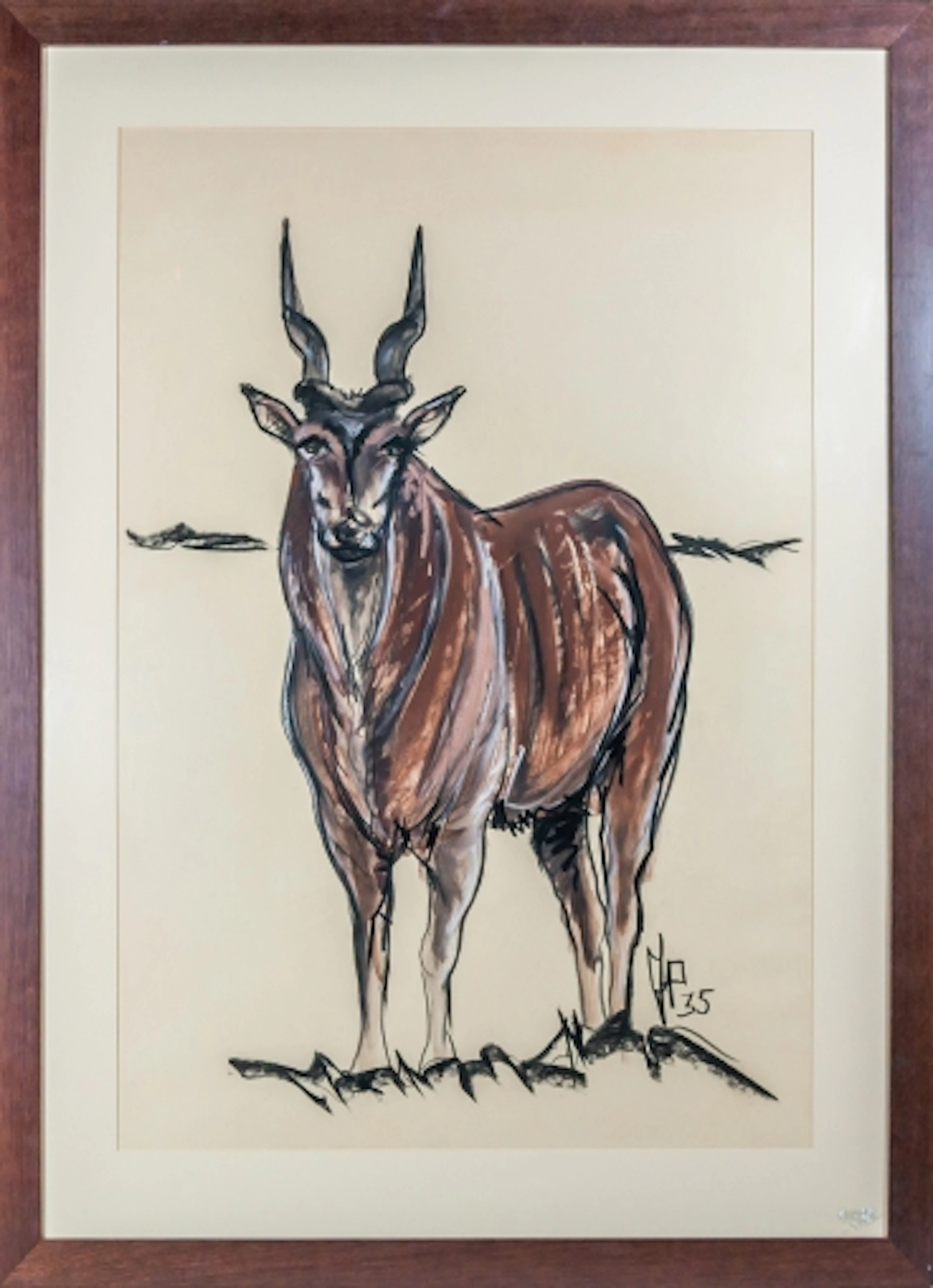 Jean POULAIN - Antilope, 1935, Aquarelle et fusain