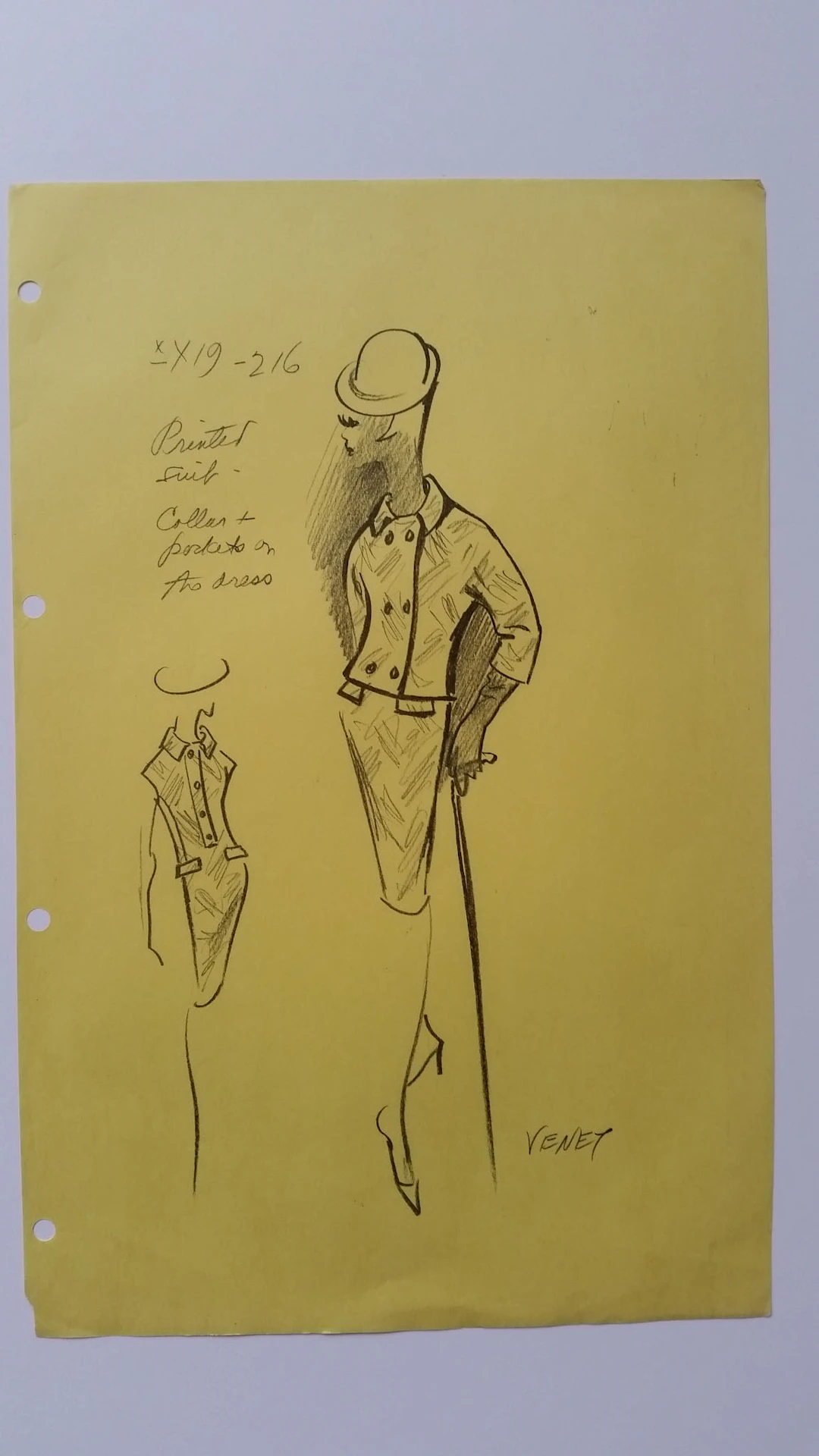 Philippe Venet - Croquis tailleur robe