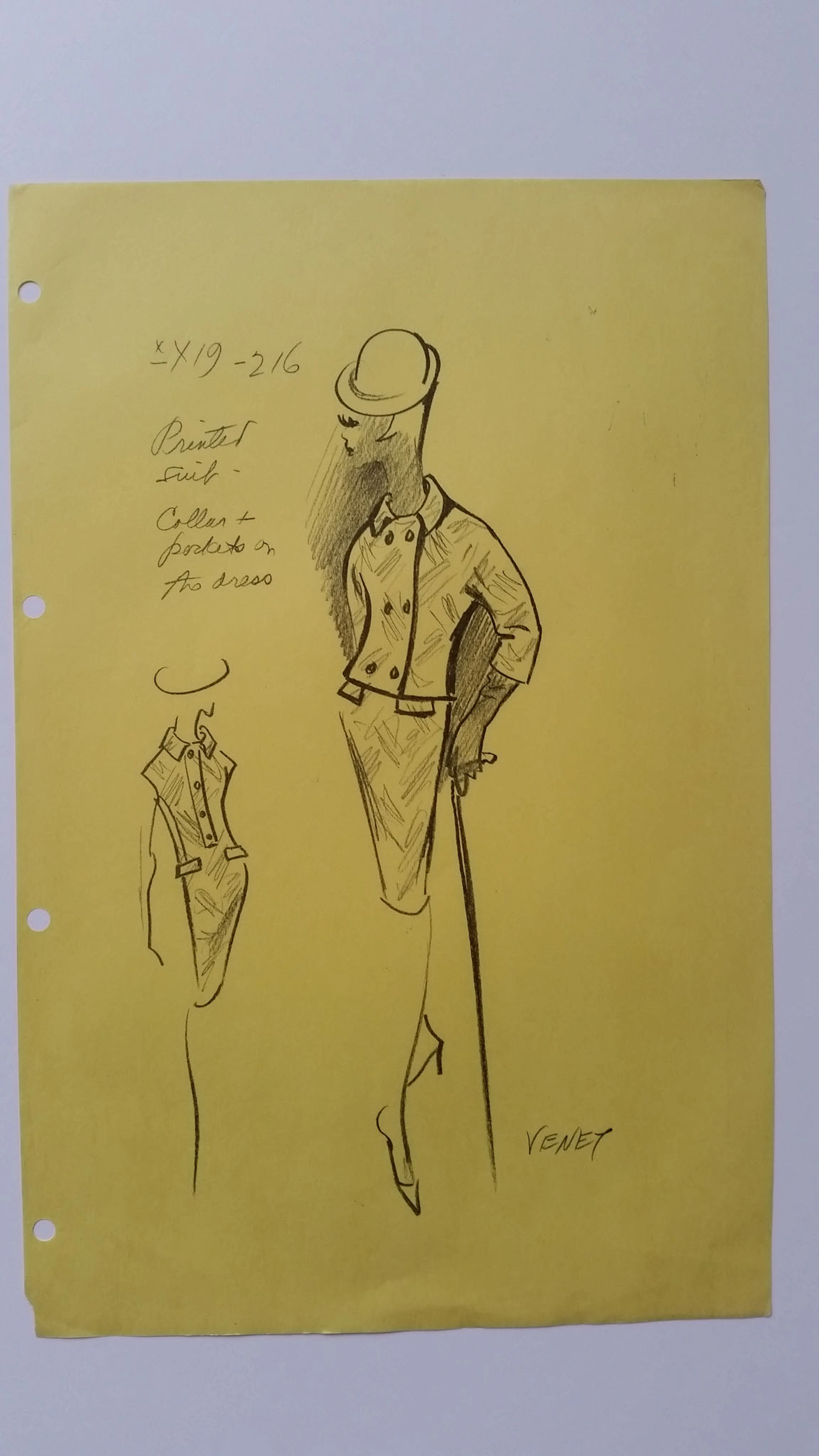 Philippe Venet - Croquis tailleur robe