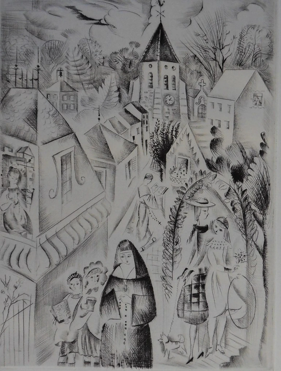 Mily POSSOZ : Fontenay - Gravure originale signée