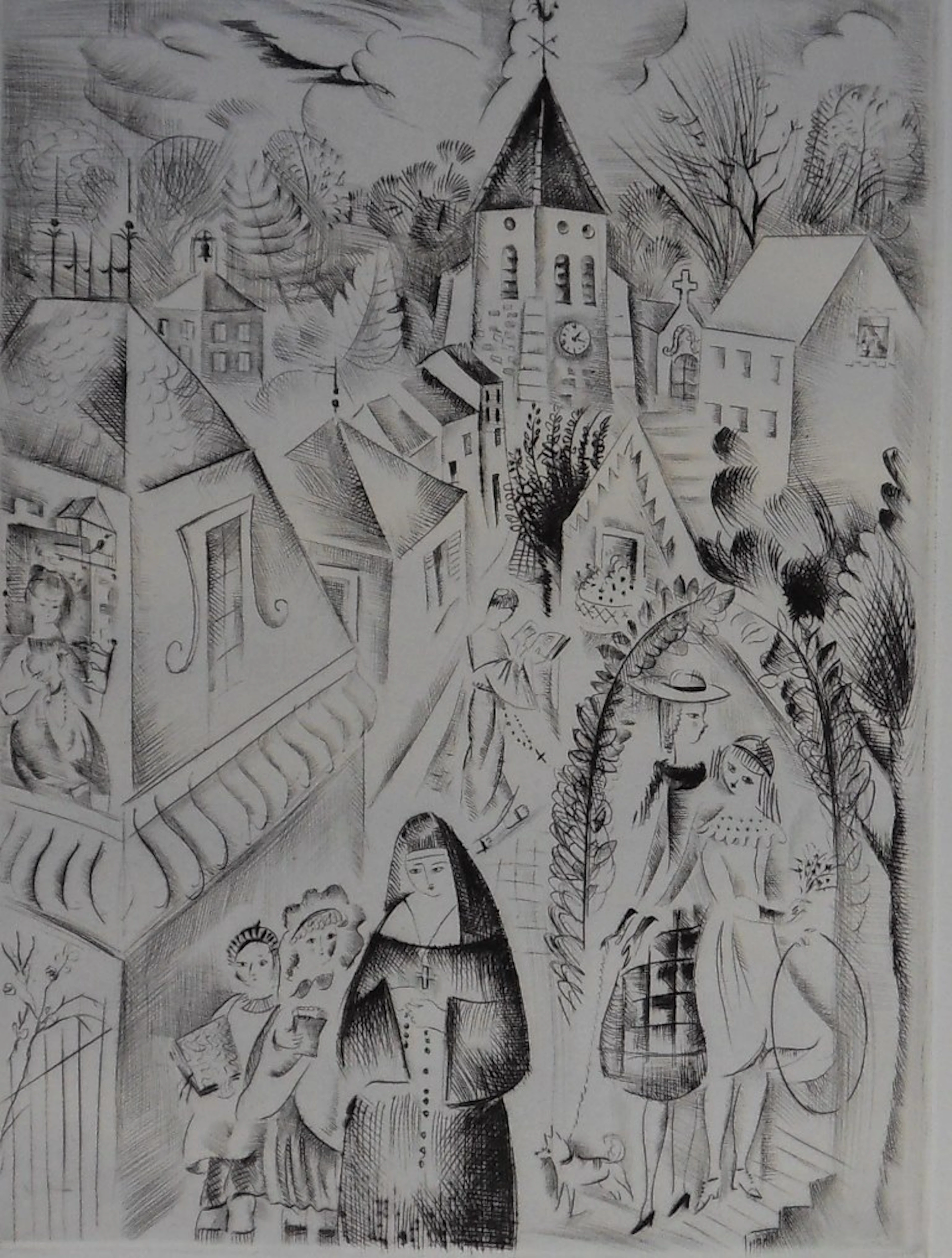 Mily POSSOZ : Fontenay - Gravure originale signée