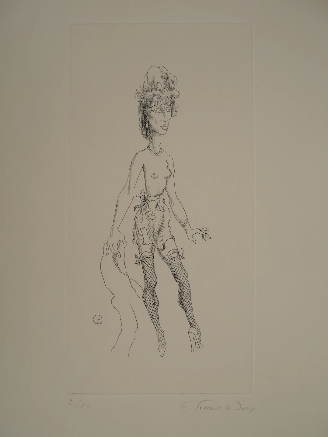 Charles PICART LE DOUX : Dame aux bas résille - Gravure sur cuivre