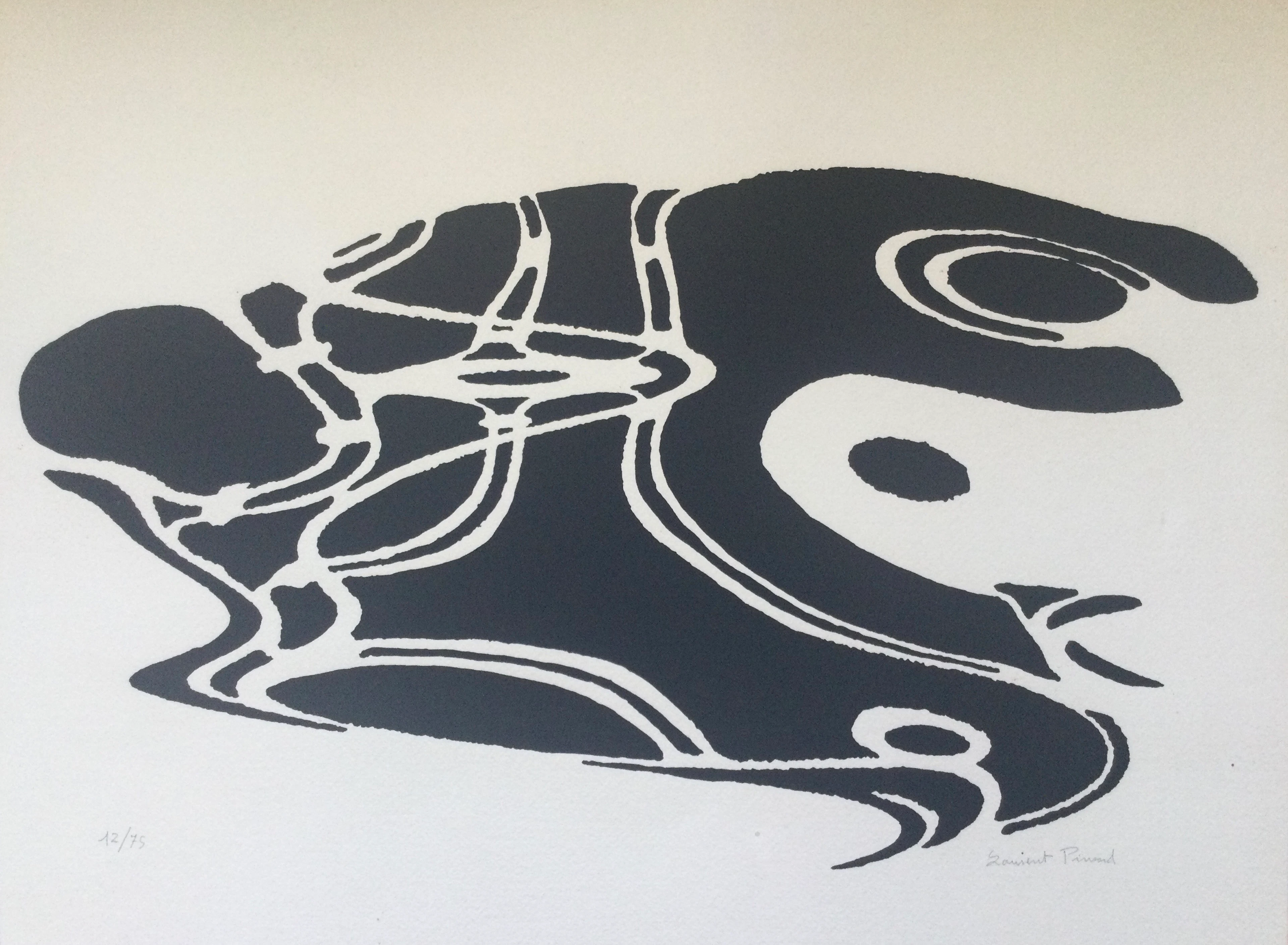 Laurent PINSARD - Composition en noir, vers 1980 - Gravure originale signée