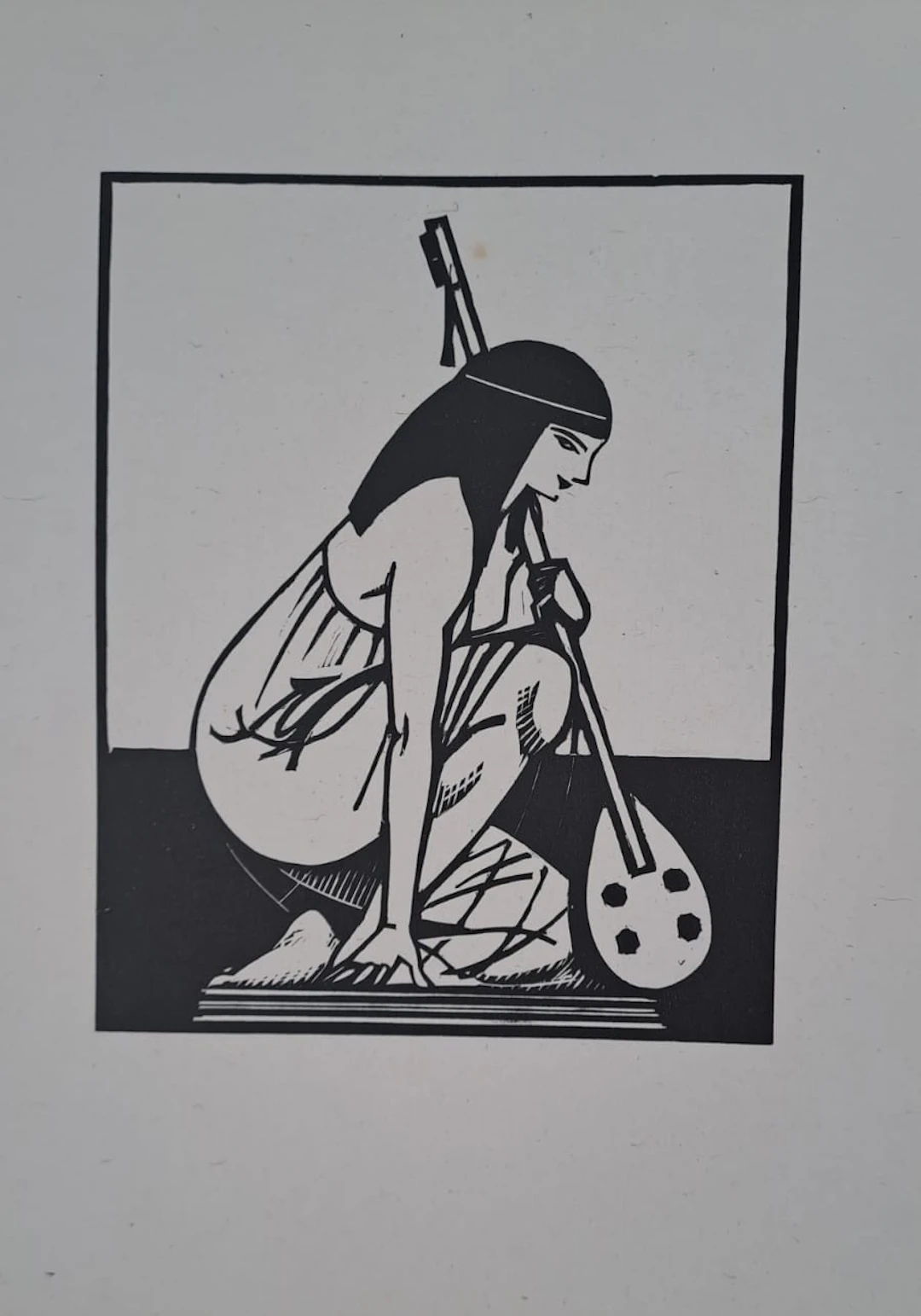 Charles-Emile Egli dit Carlègle - La musicienne - Bois gravé
