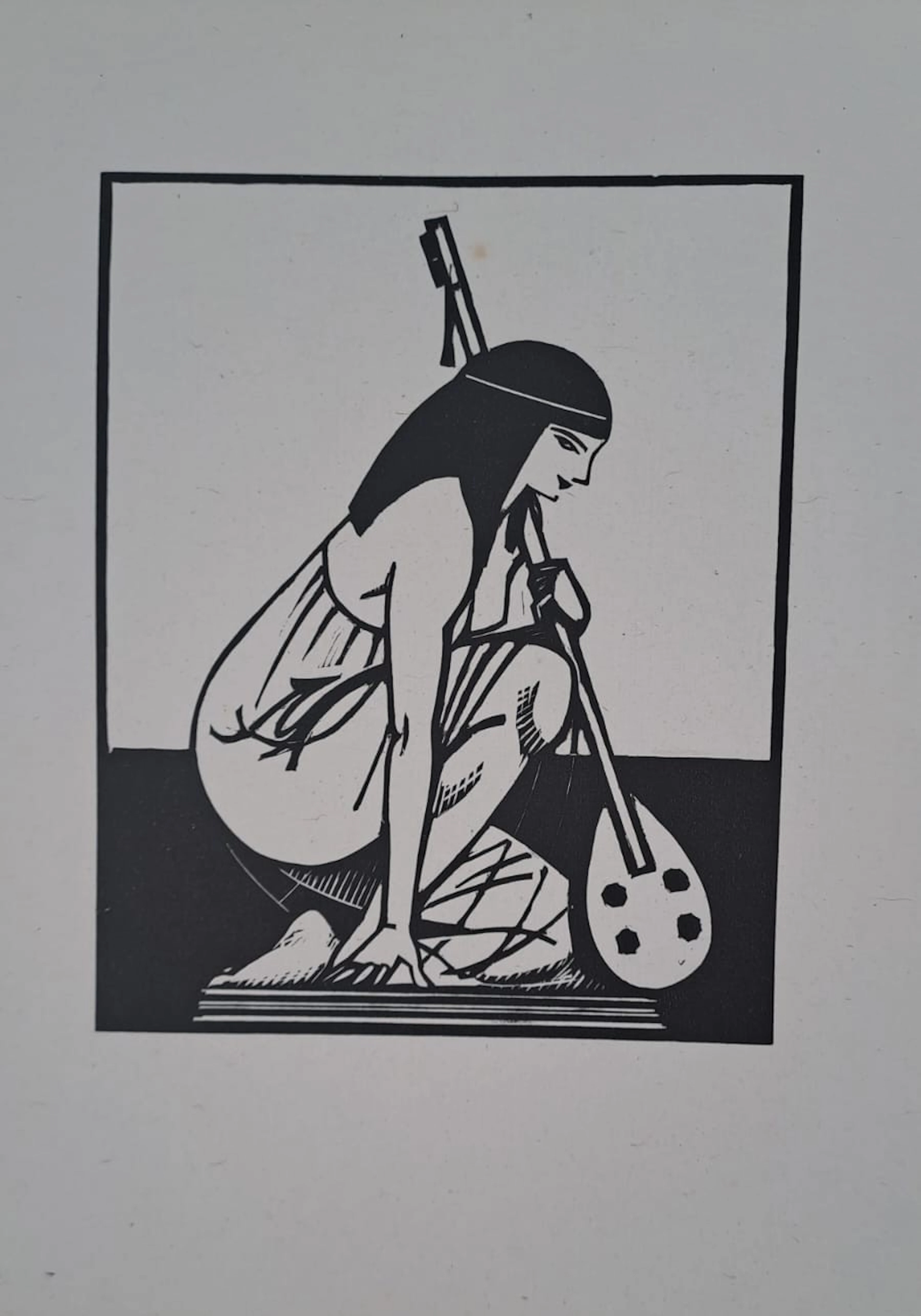 Charles-Emile Egli dit Carlègle - La musicienne - Bois gravé