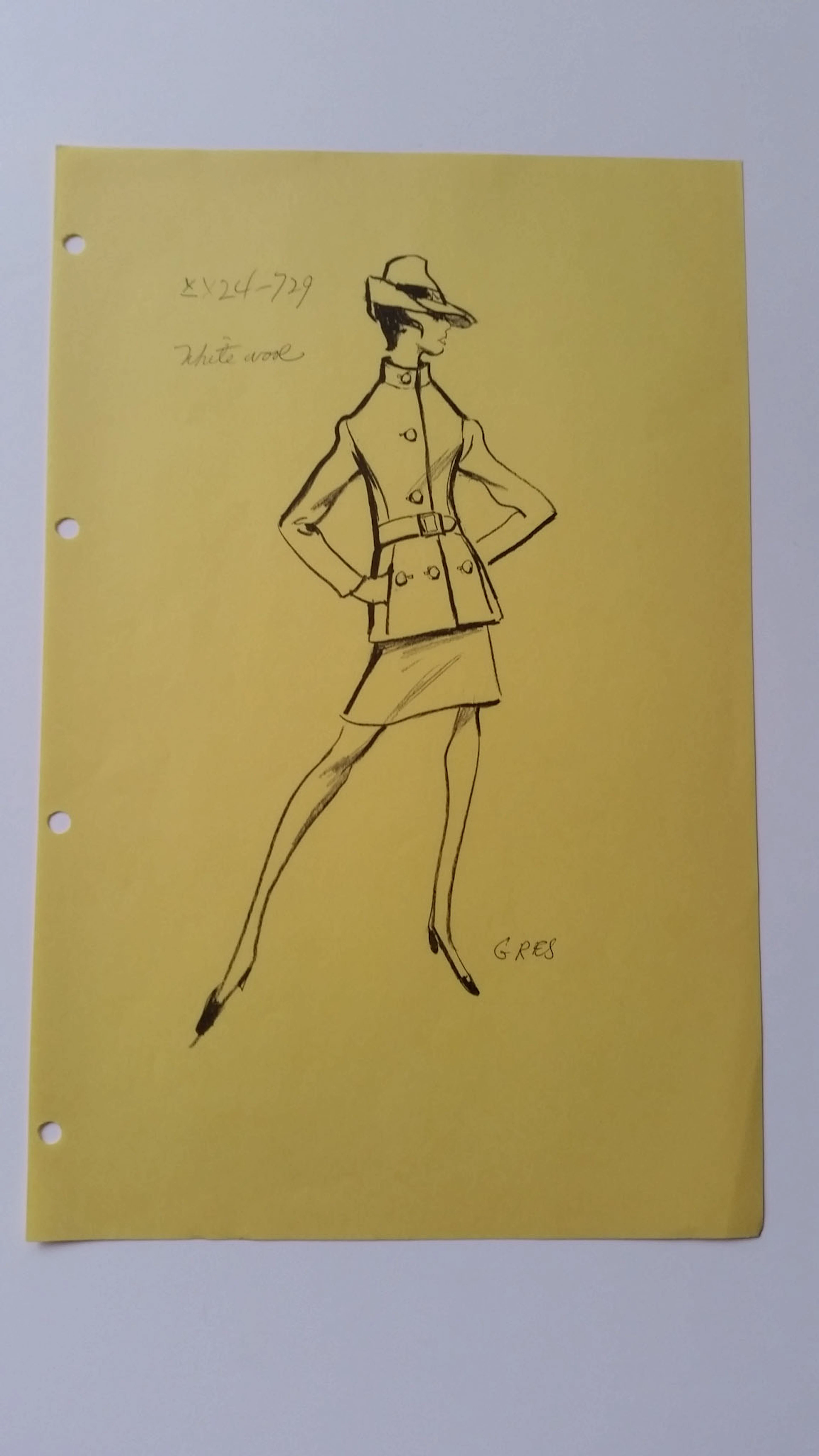 Madame Grès - Croquis tailleur jupe - White wool